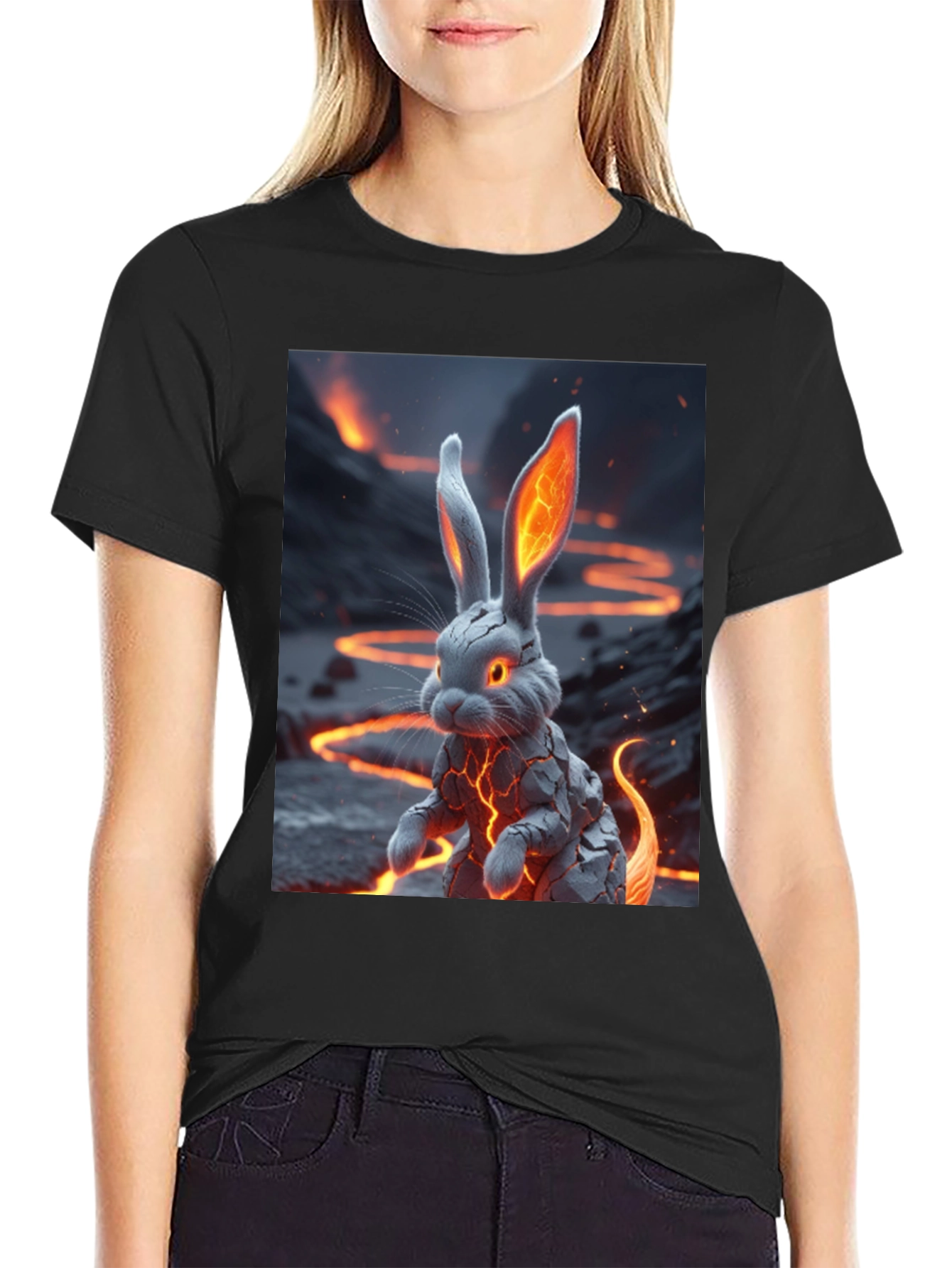 Black Lava Rabbit Graphic Tee - Unique Design! view 2