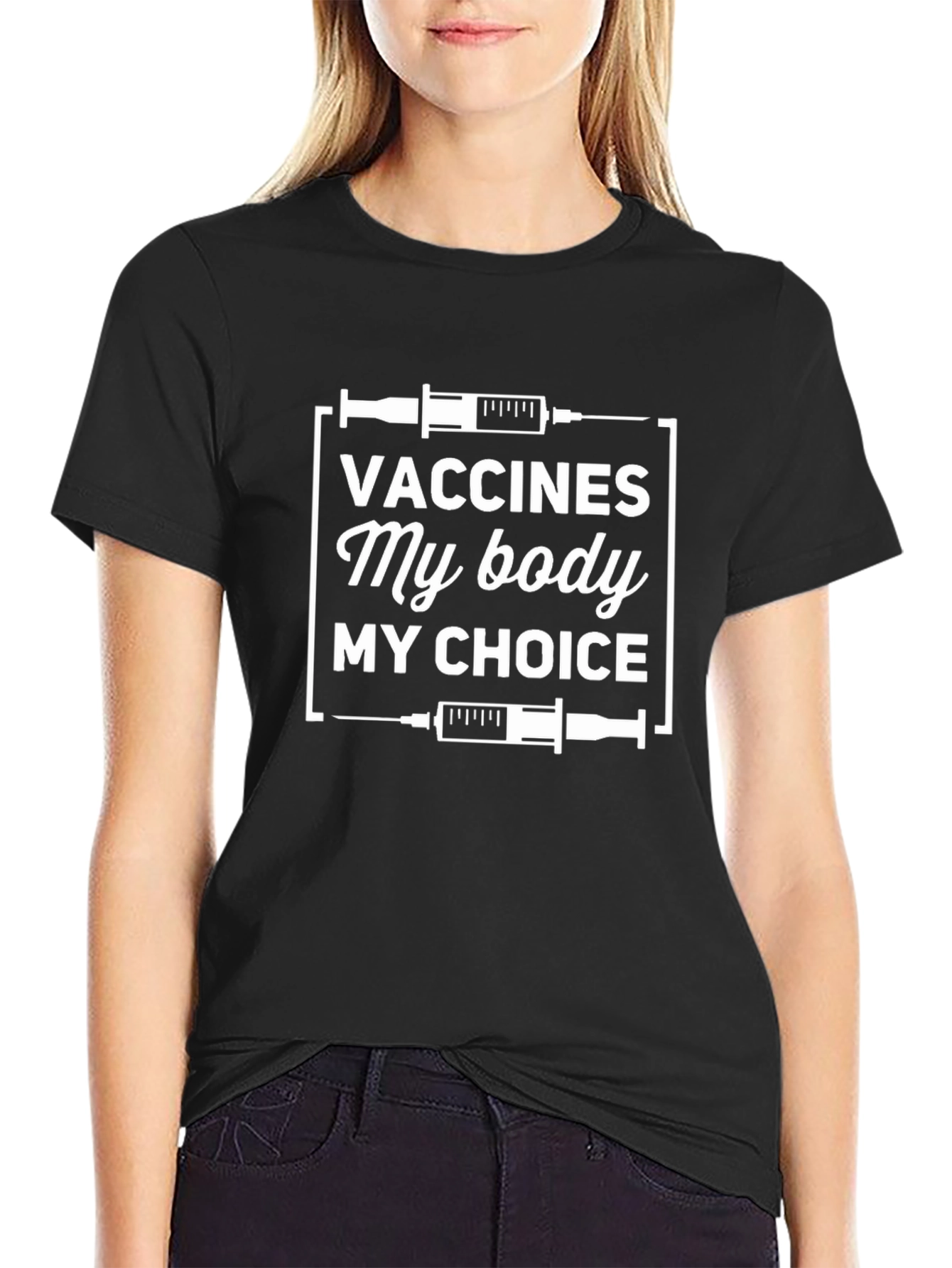 Black Vaccines My Body My Choice T-Shirt view 2