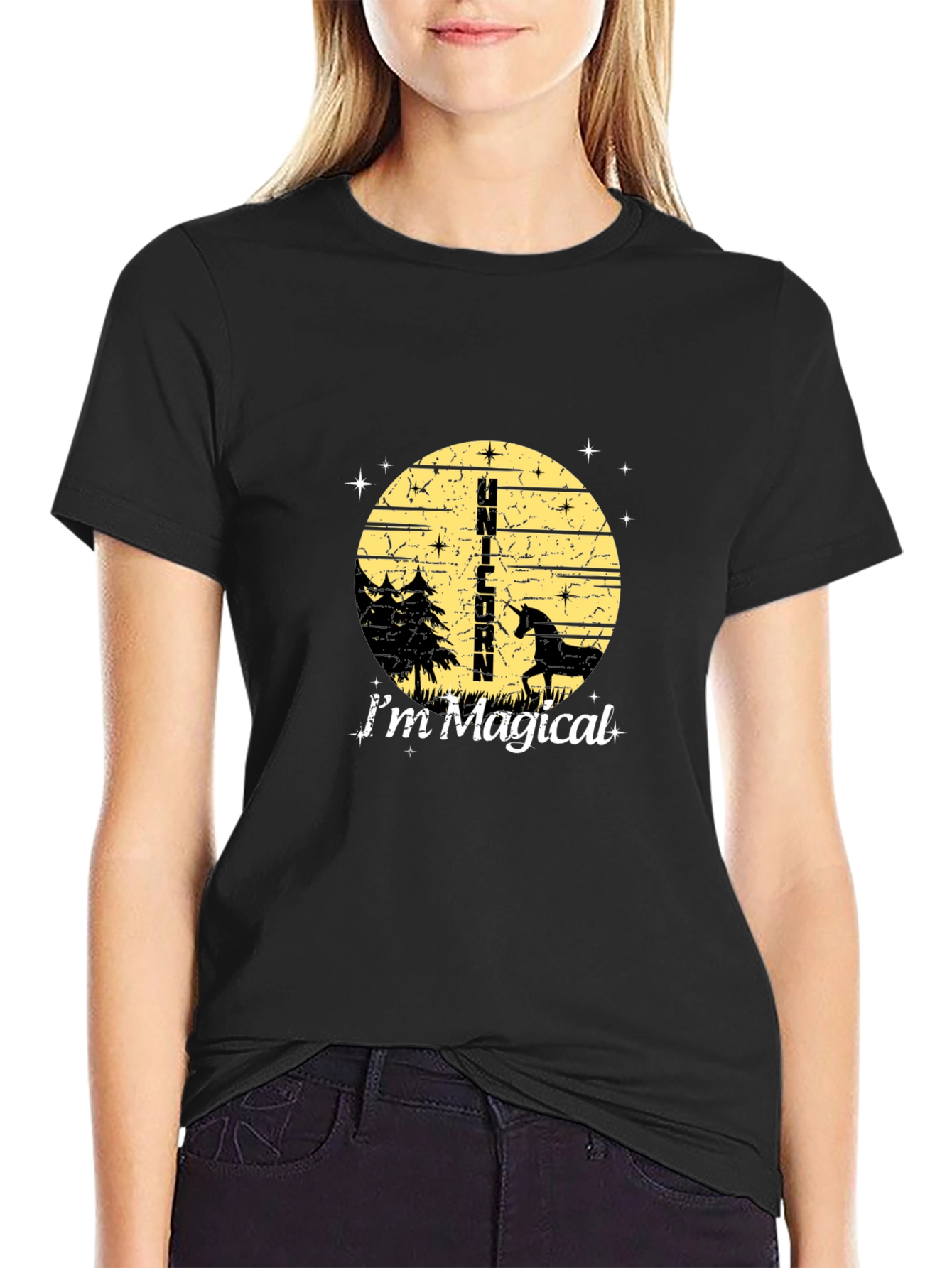 Black Unicorn 'I'm Magical' Black T-Shirt view 2