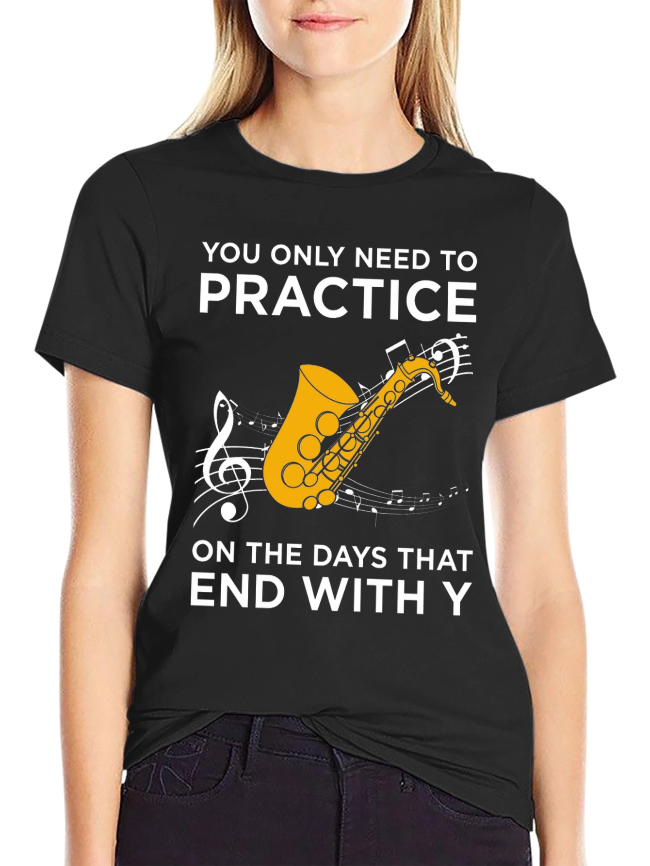 Black Practice Saxophone Humor T-Shirt view 2