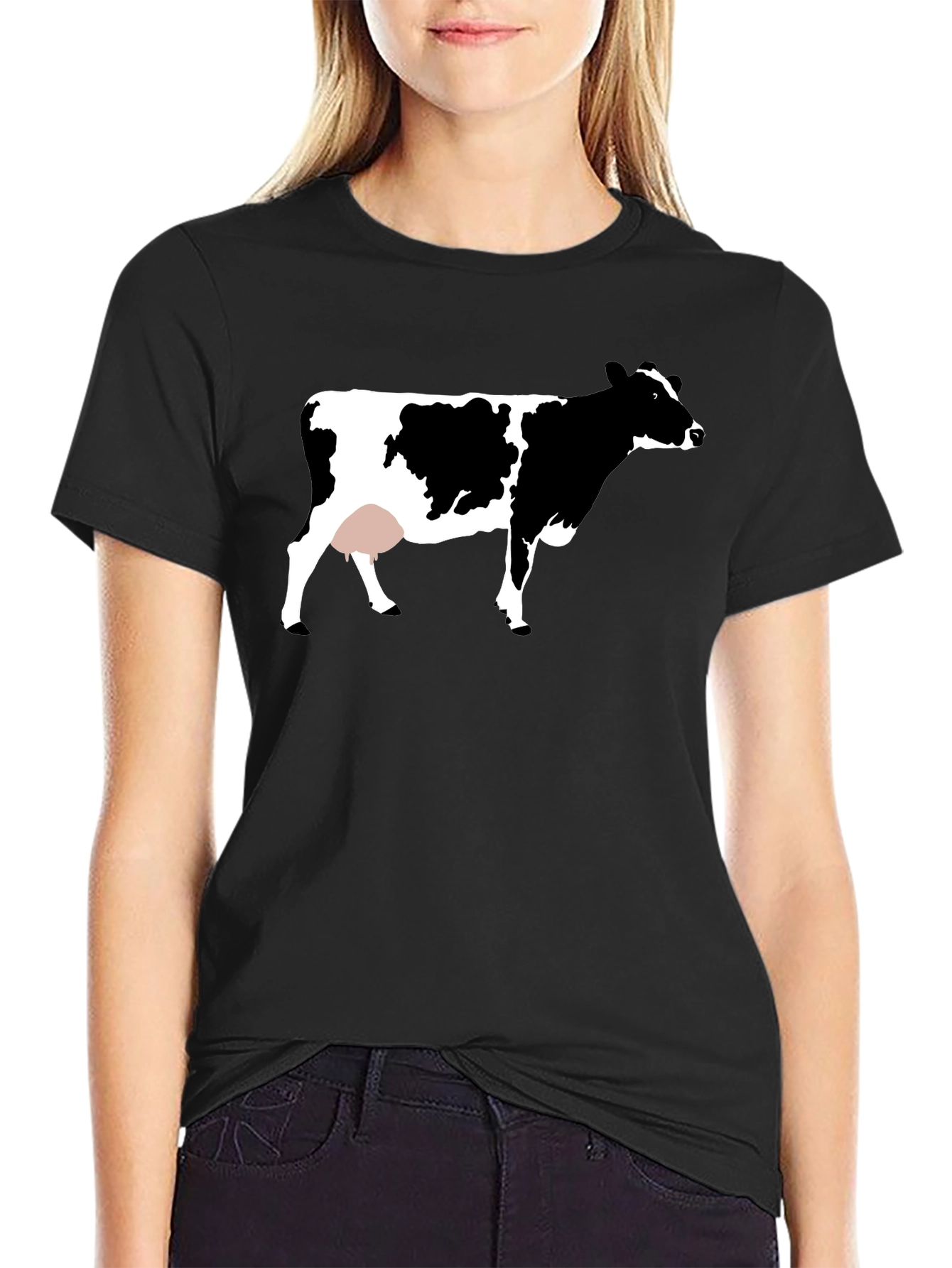 Black Cow Graphic Tee - Unisex Black T-Shirt view 2