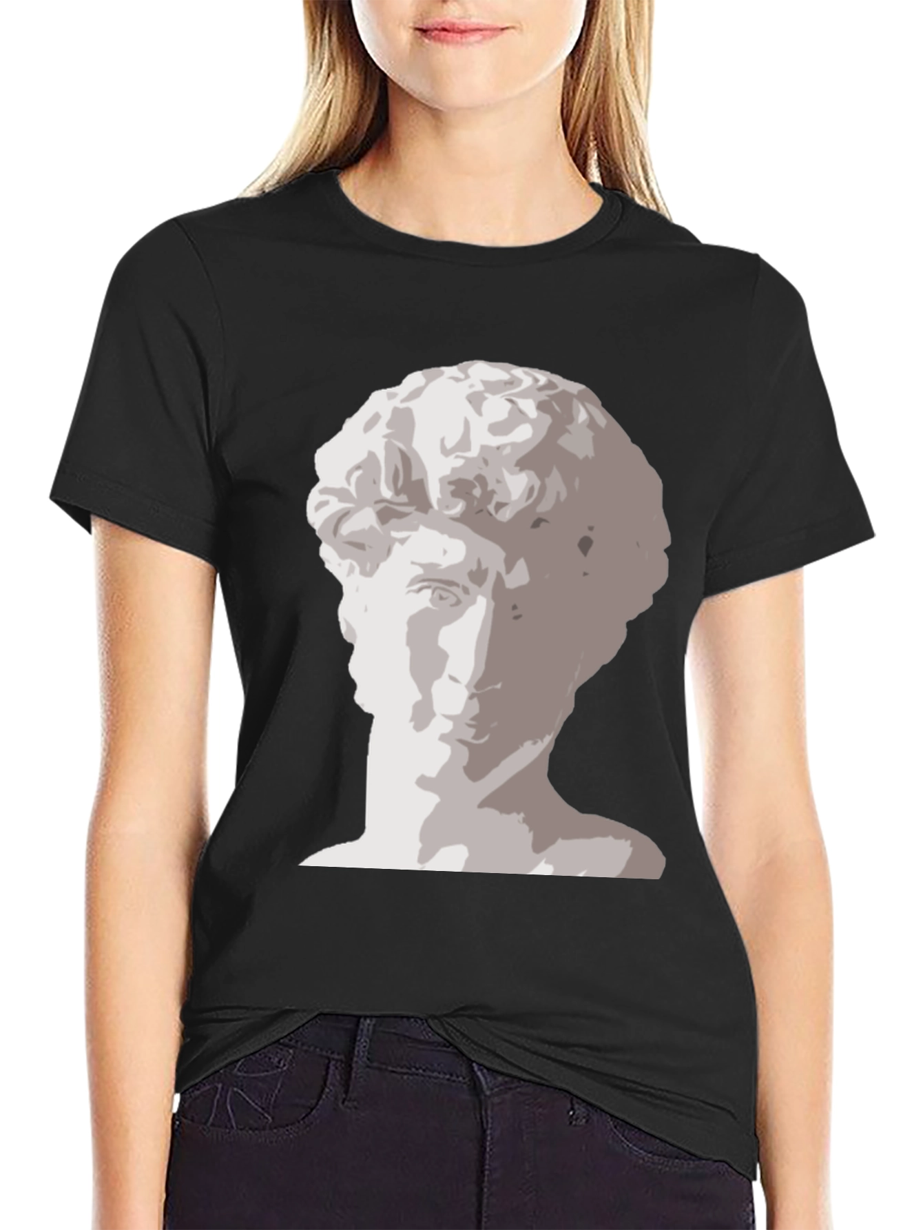 Black David Statue Graphic Print Tee - Black view 2