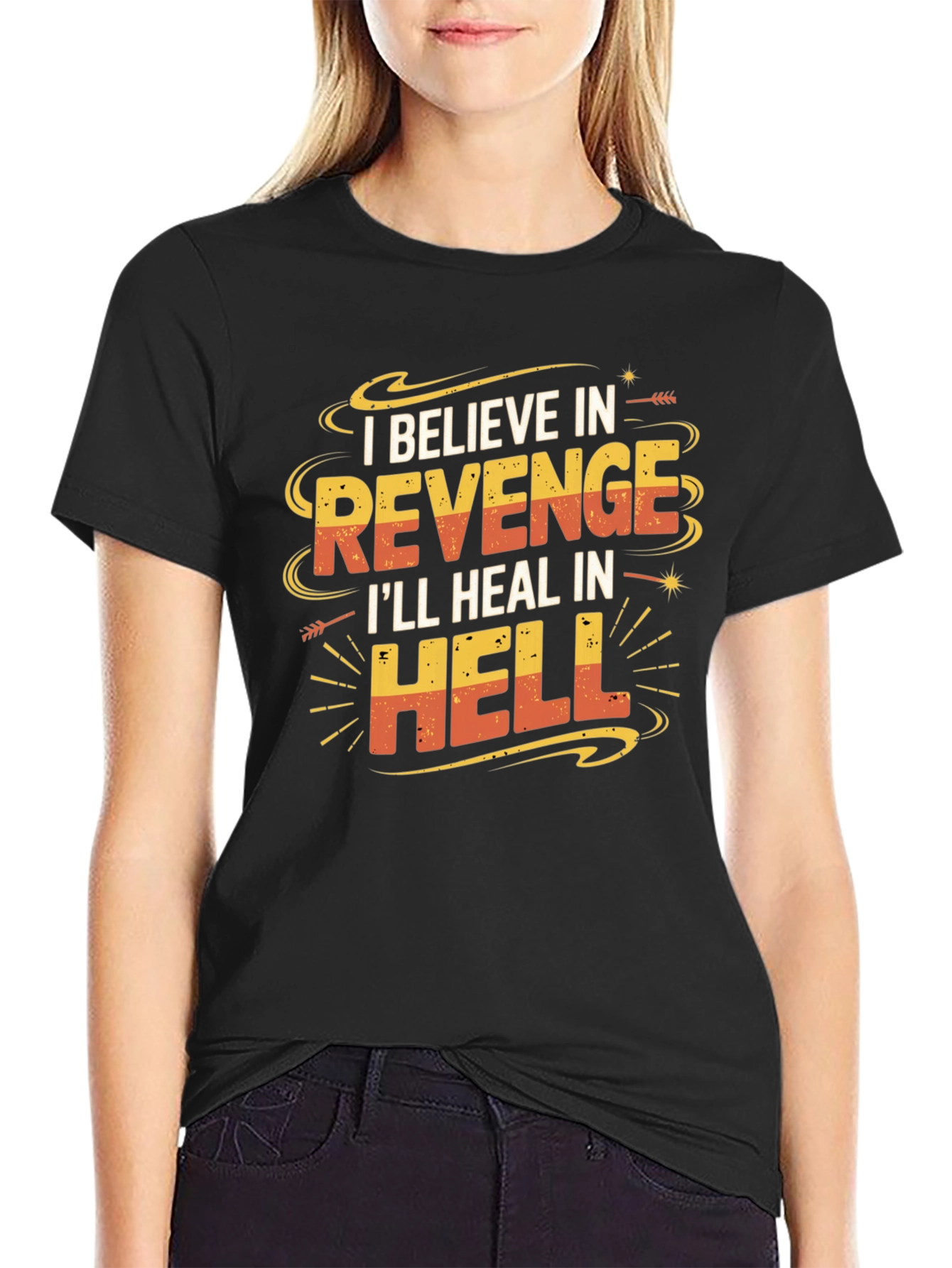 Black Revenge Graphic T-Shirt: Funny Slogan Tee view 2