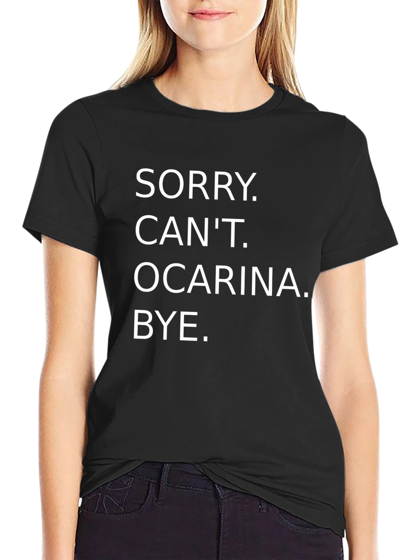 Black Ocarina Player Funny Graphic Tee view 2