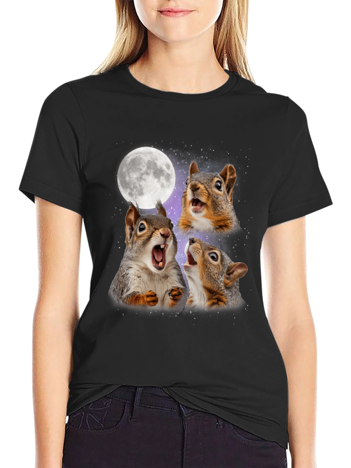 Black Squirrel Moon Howl T-Shirt view 2