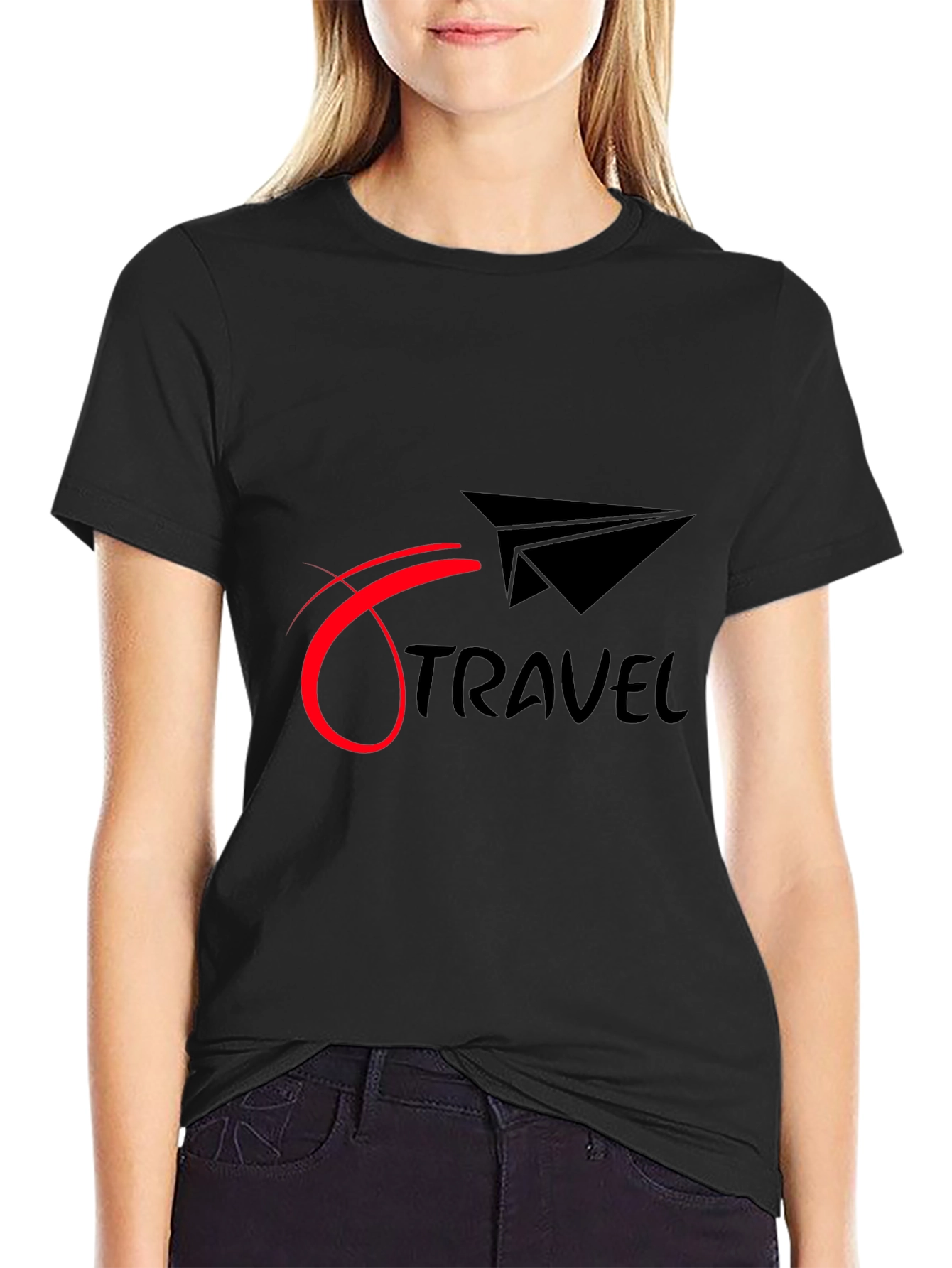 Black Travel Graphic Tee - Black Cotton Blend view 2
