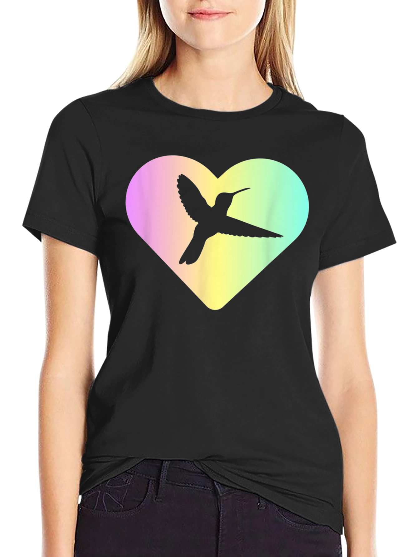 Black Hummingbird Heart Graphic Tee - Unisex view 2