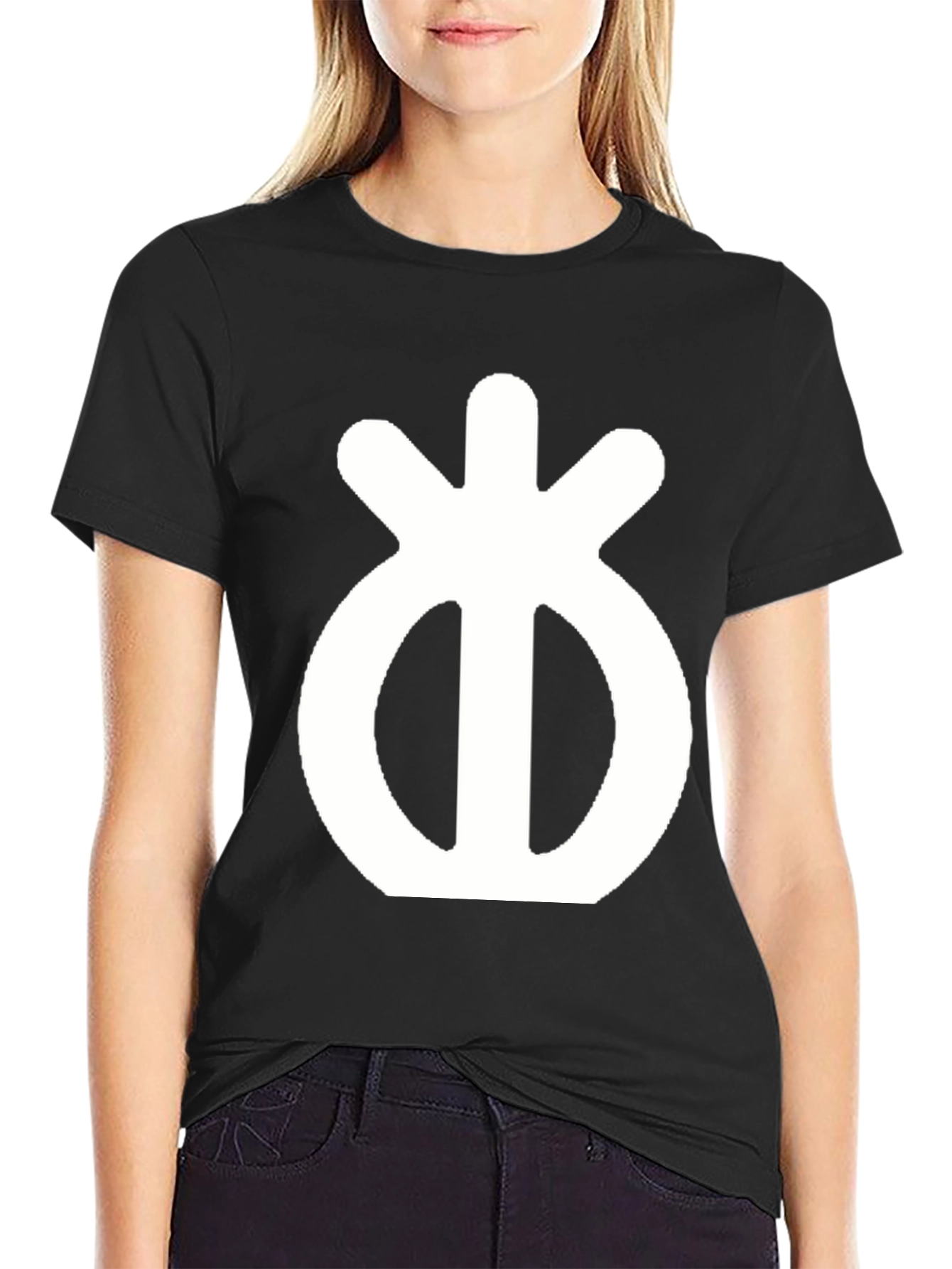 Black Symbol T-Shirt - Black Cotton Blend Tee view 2