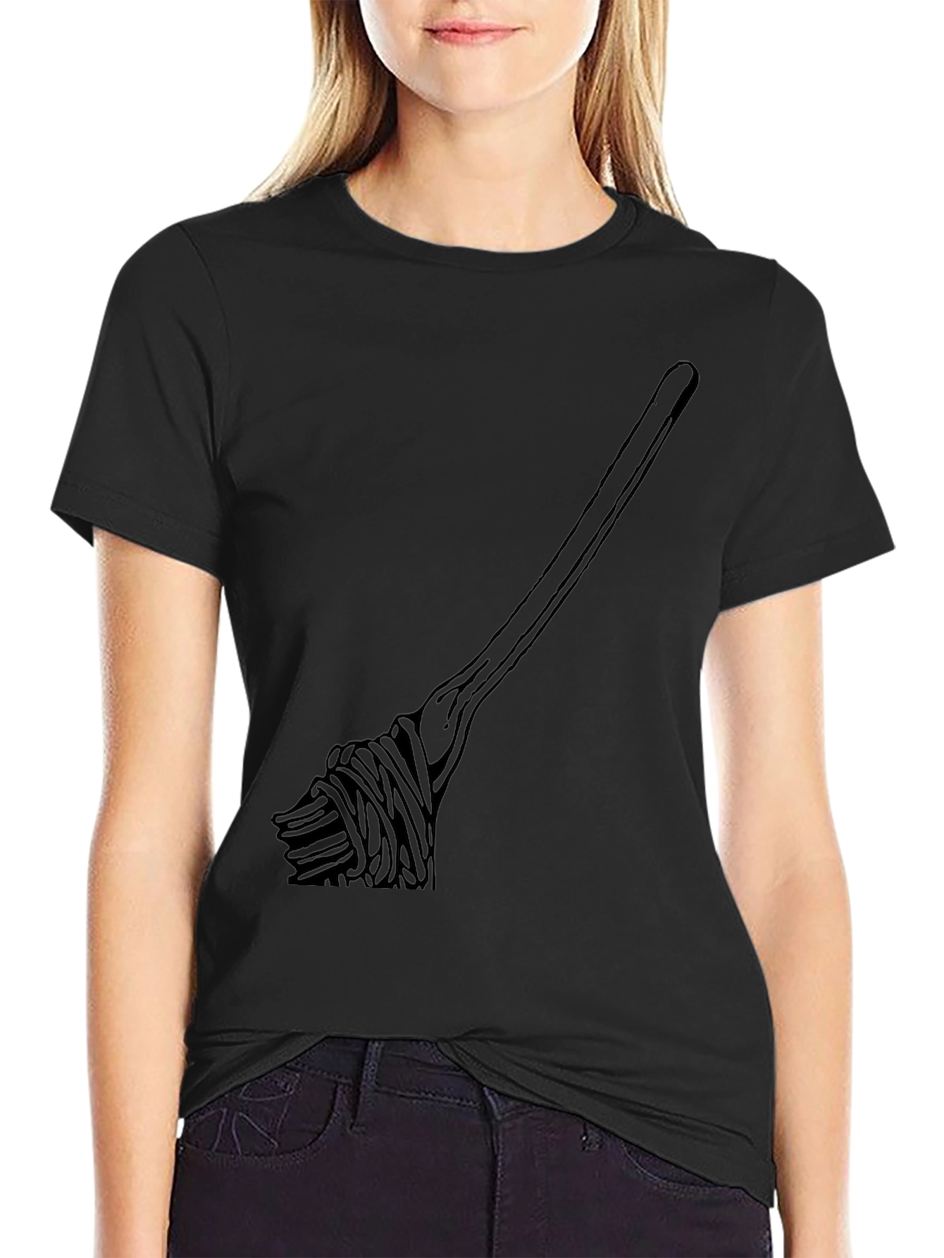 Black Spaghetti Fork T-Shirt - Novelty Foodie Tee view 2