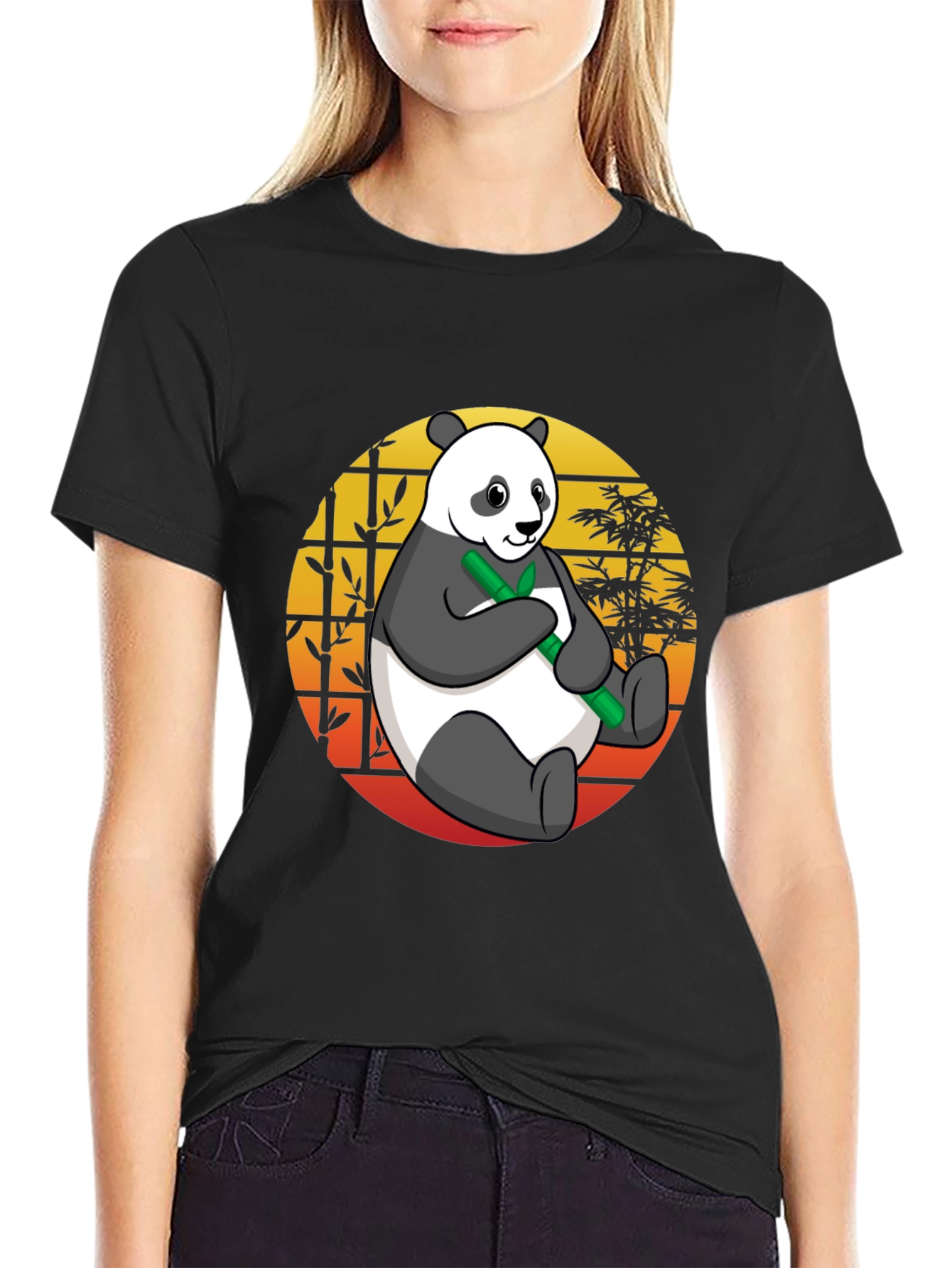 Black Panda Bamboo T-Shirt - Men's Black Graphic Tee view 2
