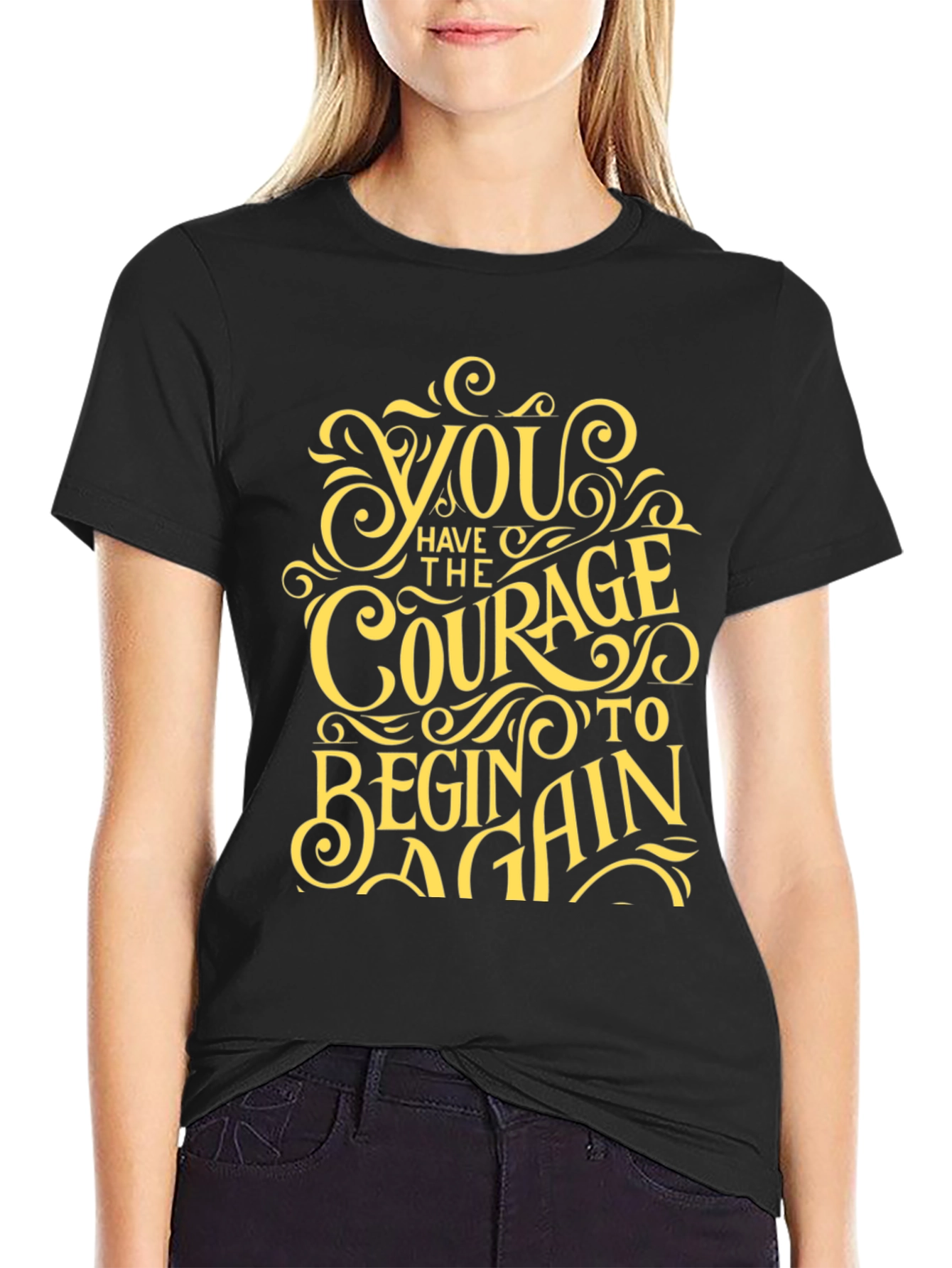 Black Courage To Begin Again Black Graphic Tee view 2