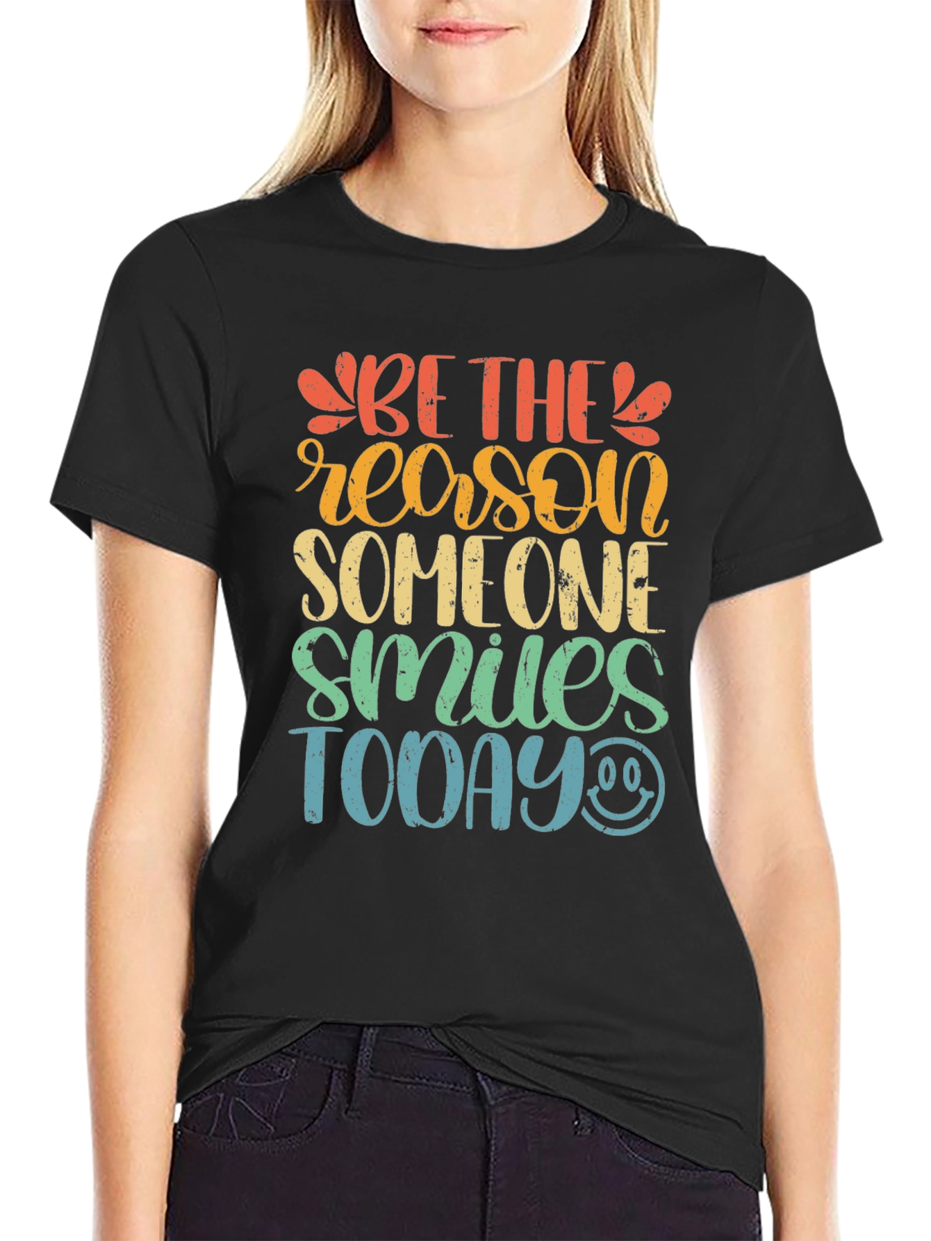 Black Be the Reason Someone Smiles Today Graphic Tee view 2