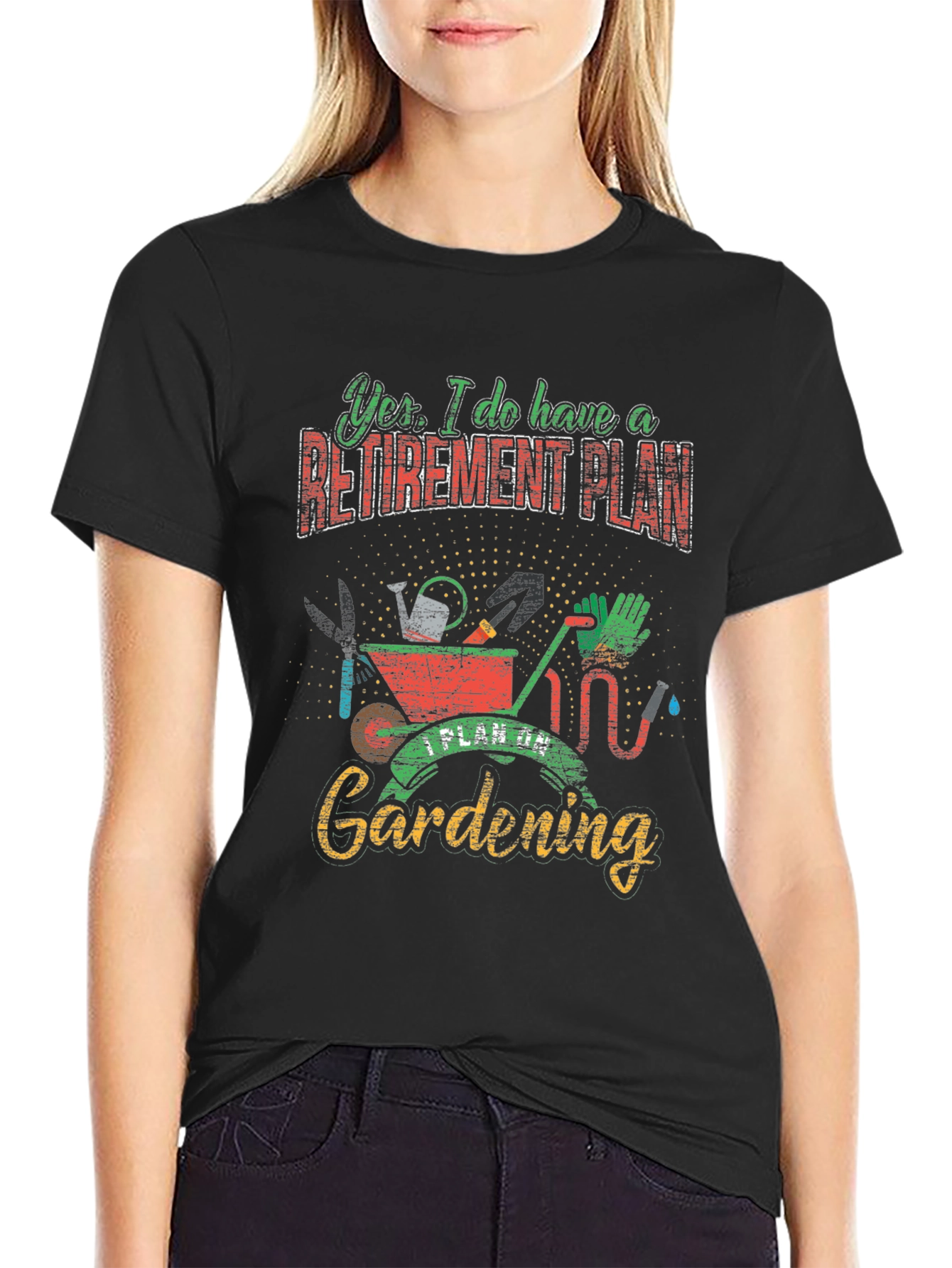 Black Gardening Retirement Plan T-Shirt view 2