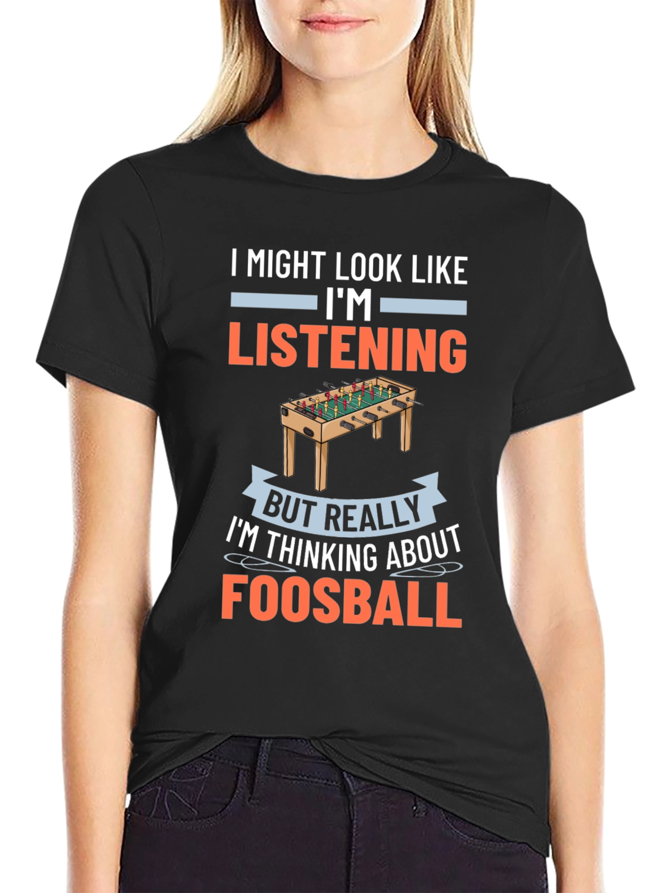 Black Foosball T-Shirt - I'm Thinking About Foosball view 2