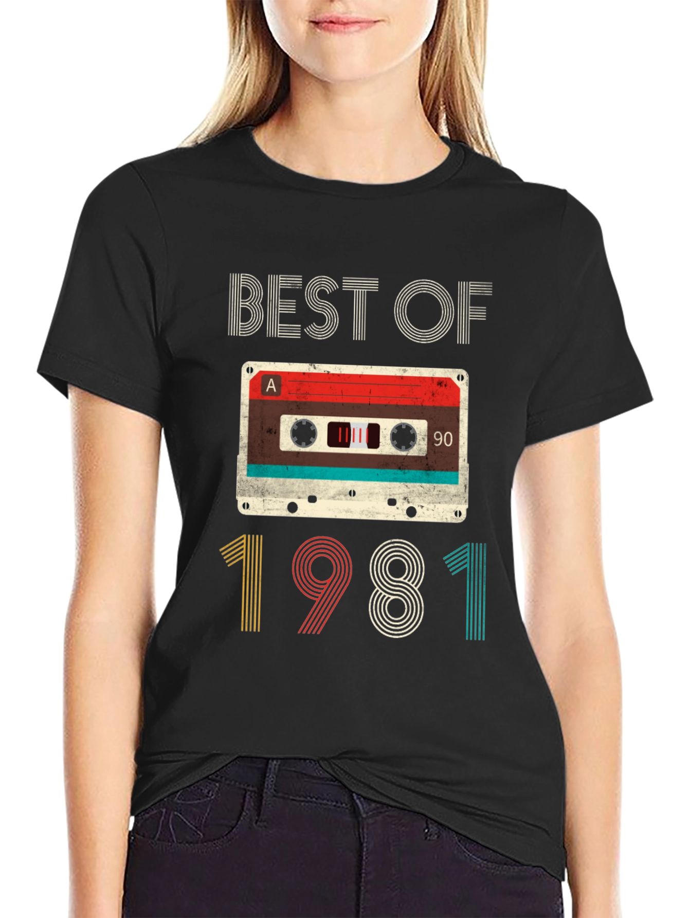 Black Best of 1981 Vintage Cassette T-Shirt view 2