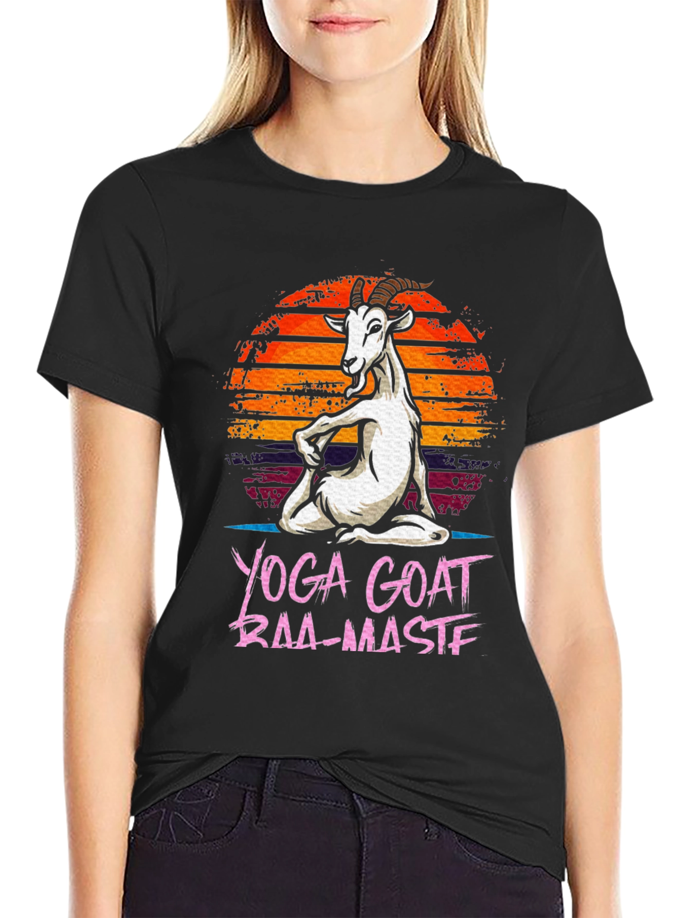 Black Yoga Goat Baa-Maste Funny Graphic Tee view 2
