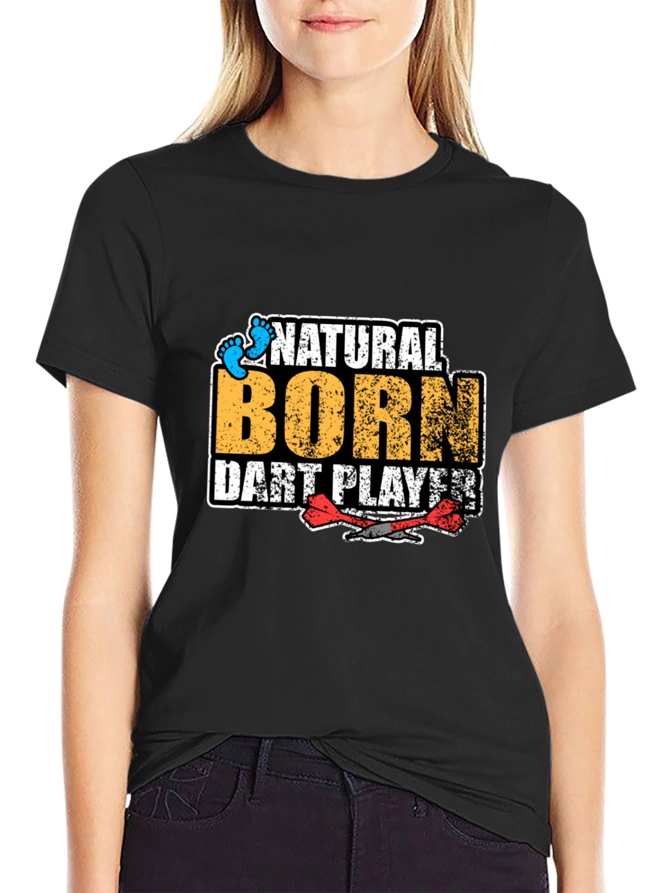 Black Natural Born Dart Player Graphic Tee view 2