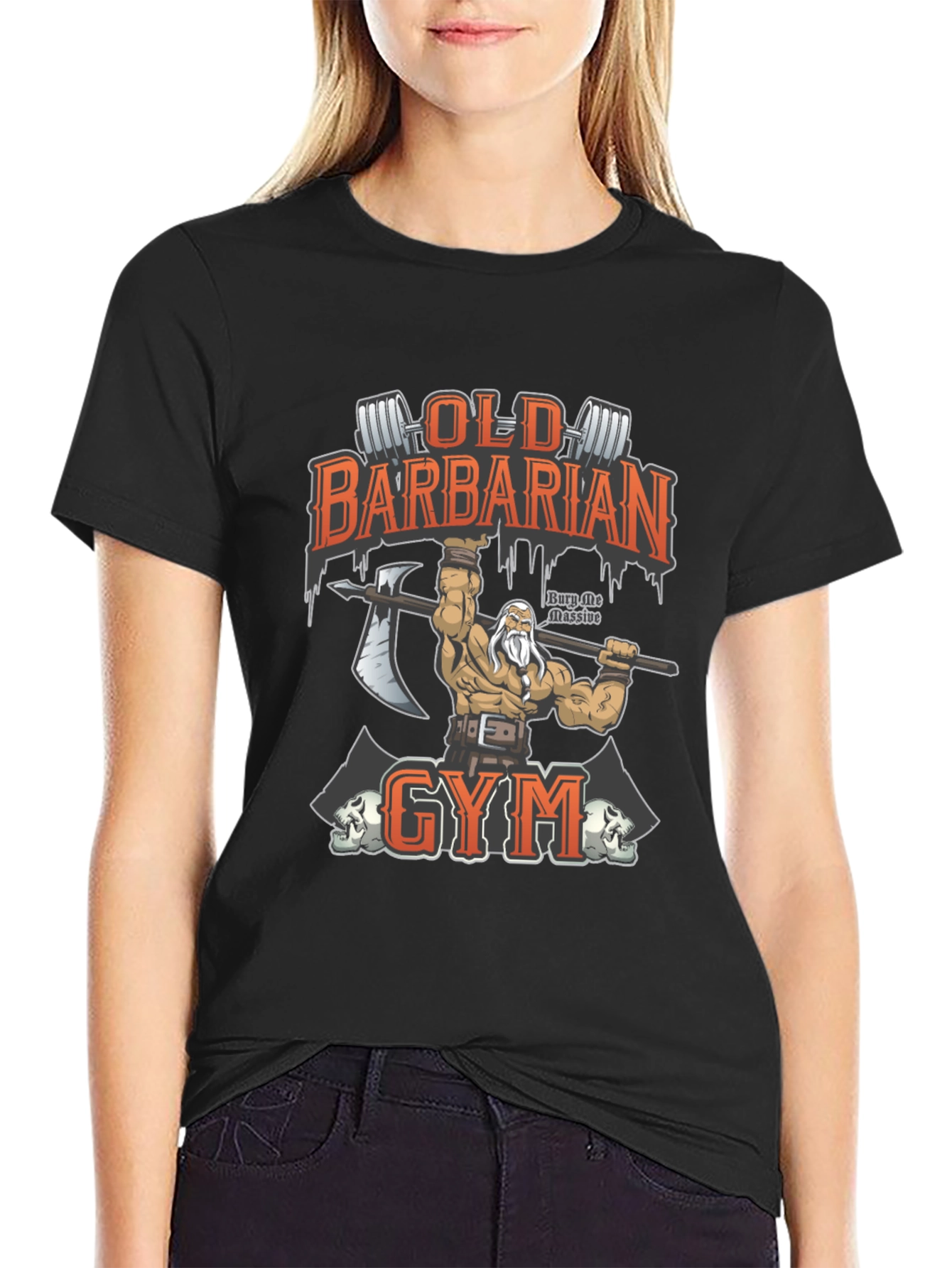 Black Old Barbarian Gym Black T-Shirt view 2