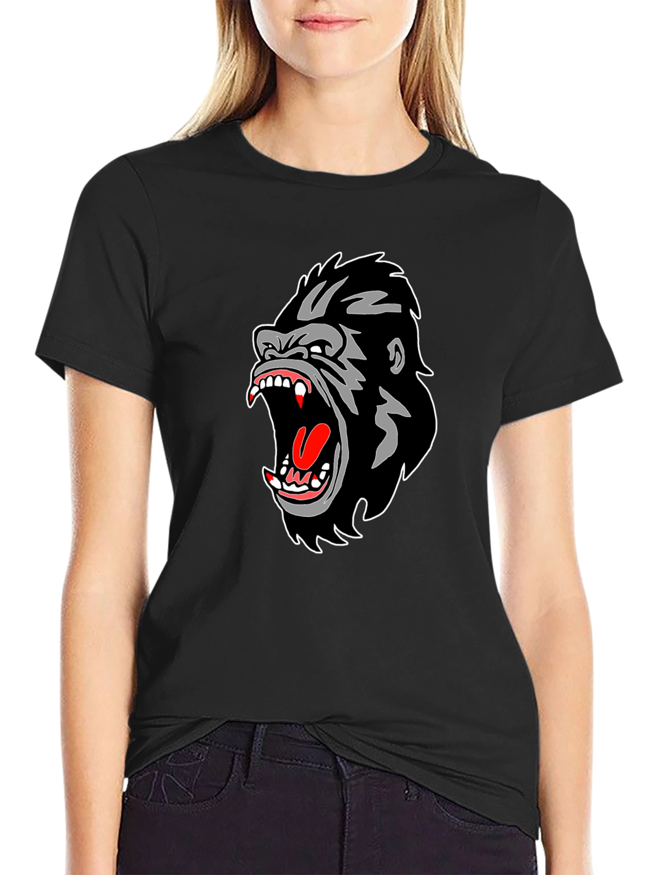 Black Gorilla Graphic Print Black T-Shirt view 2