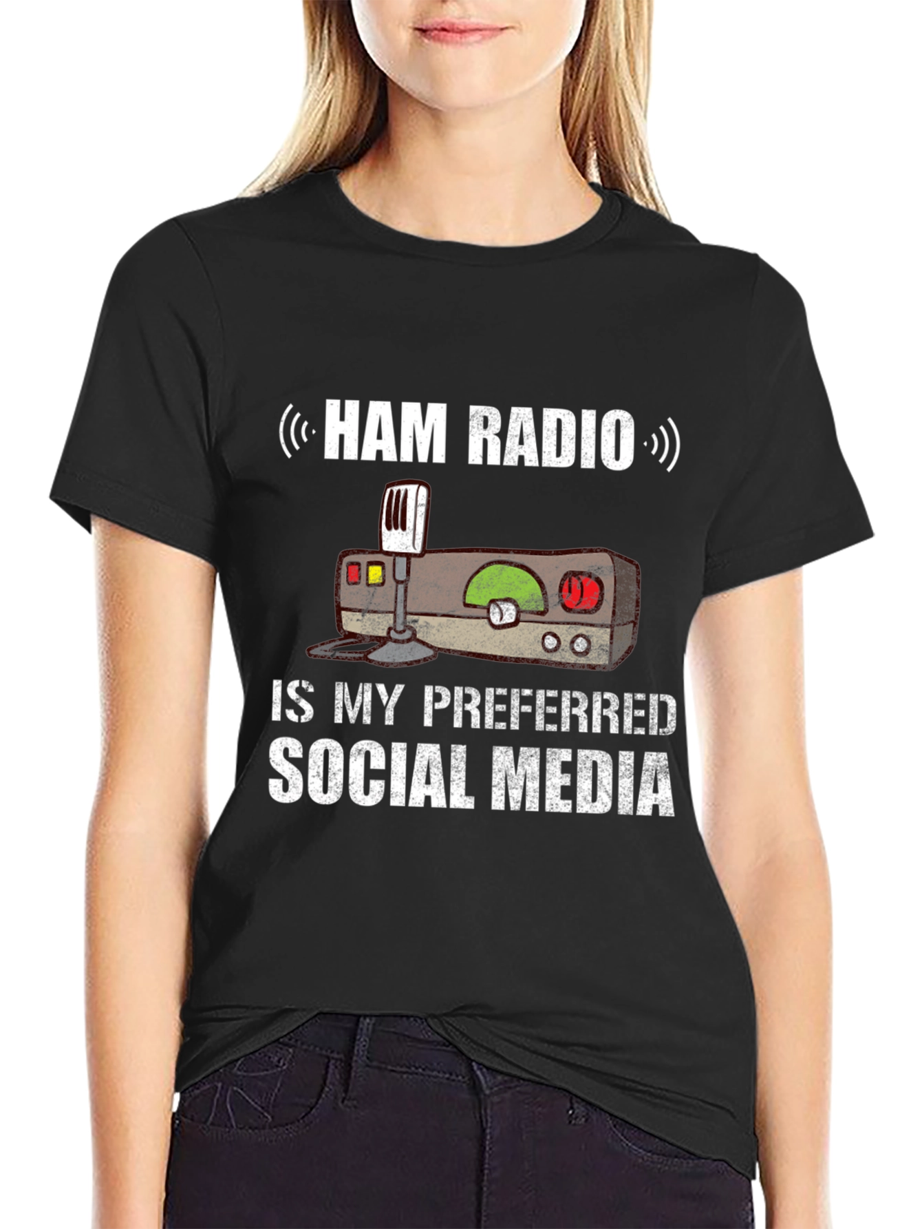 Black Ham Radio Social Media T-Shirt view 2
