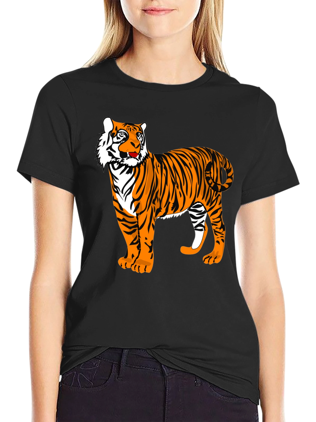 Black Tiger Graphic Black T-Shirt view 2