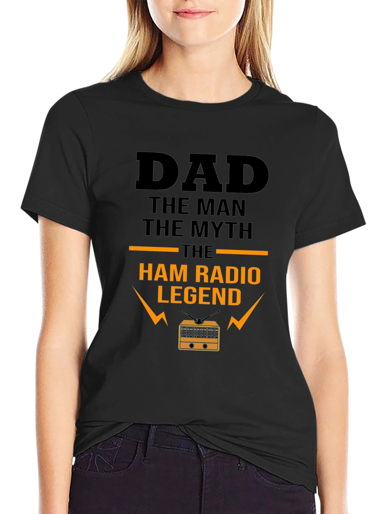 Black Dad Ham Radio Legend T-Shirt view 2
