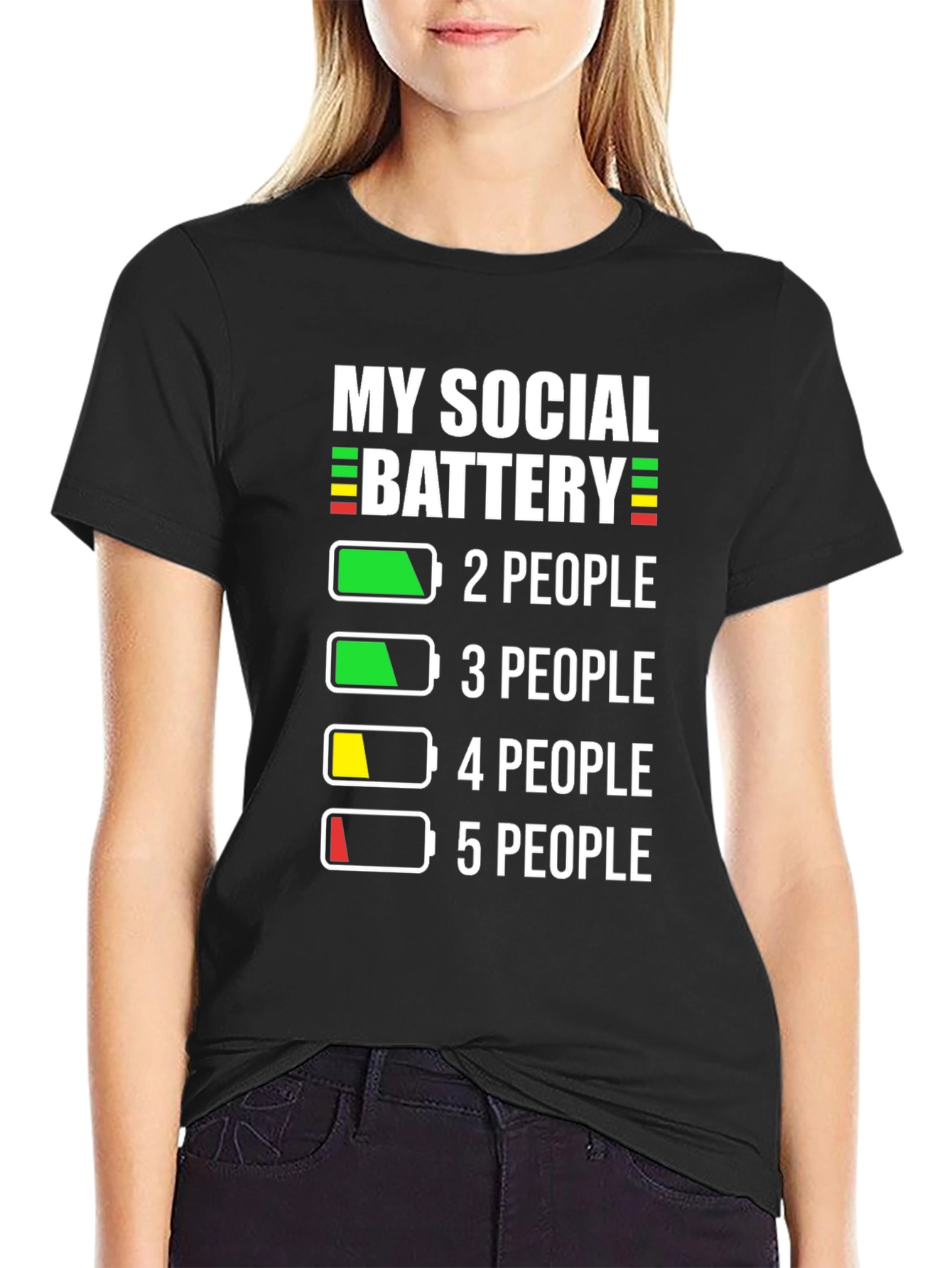 Black Social Battery Graphic T-Shirt view 2