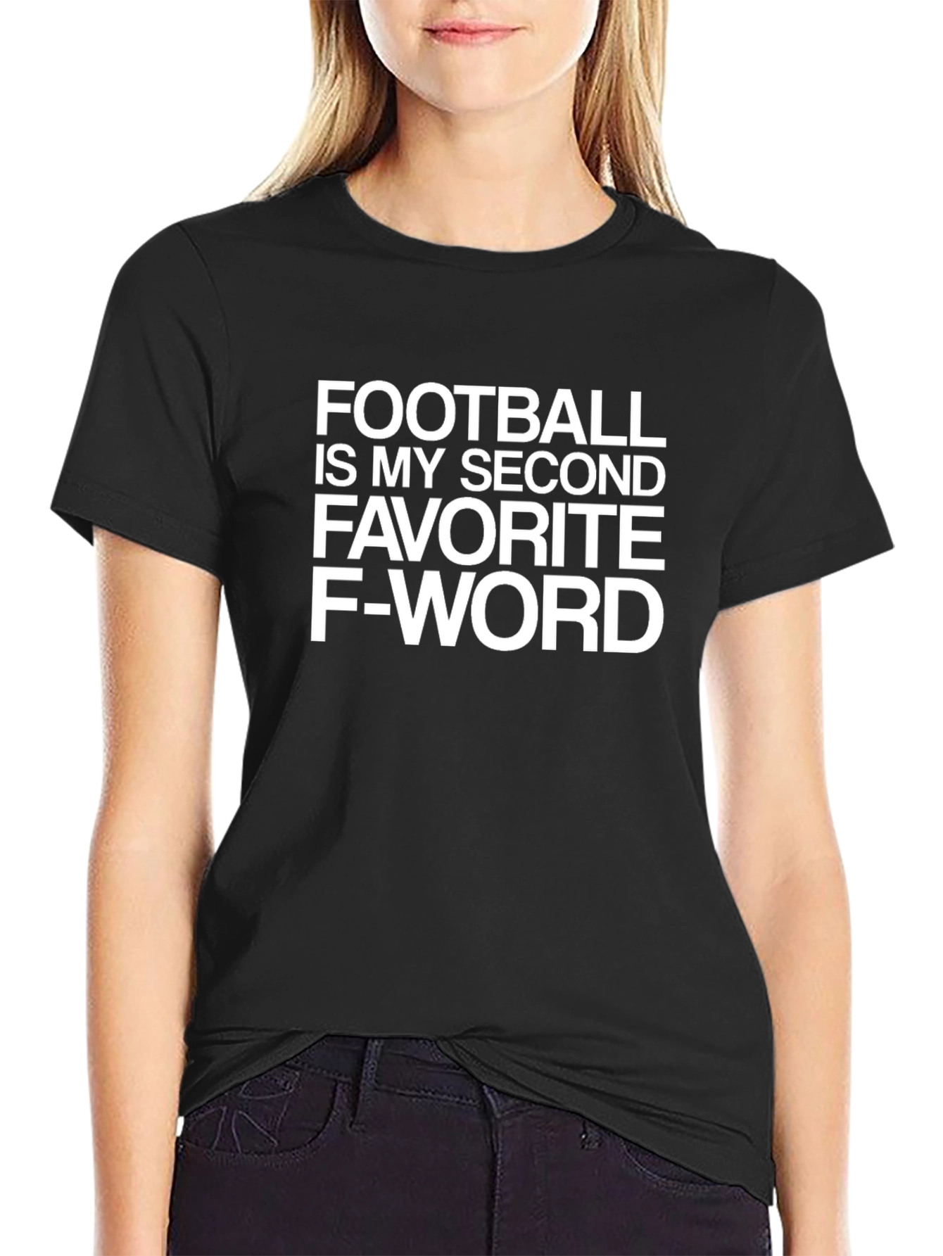 Black Funny Football T-Shirt Second Favorite F Word view 2