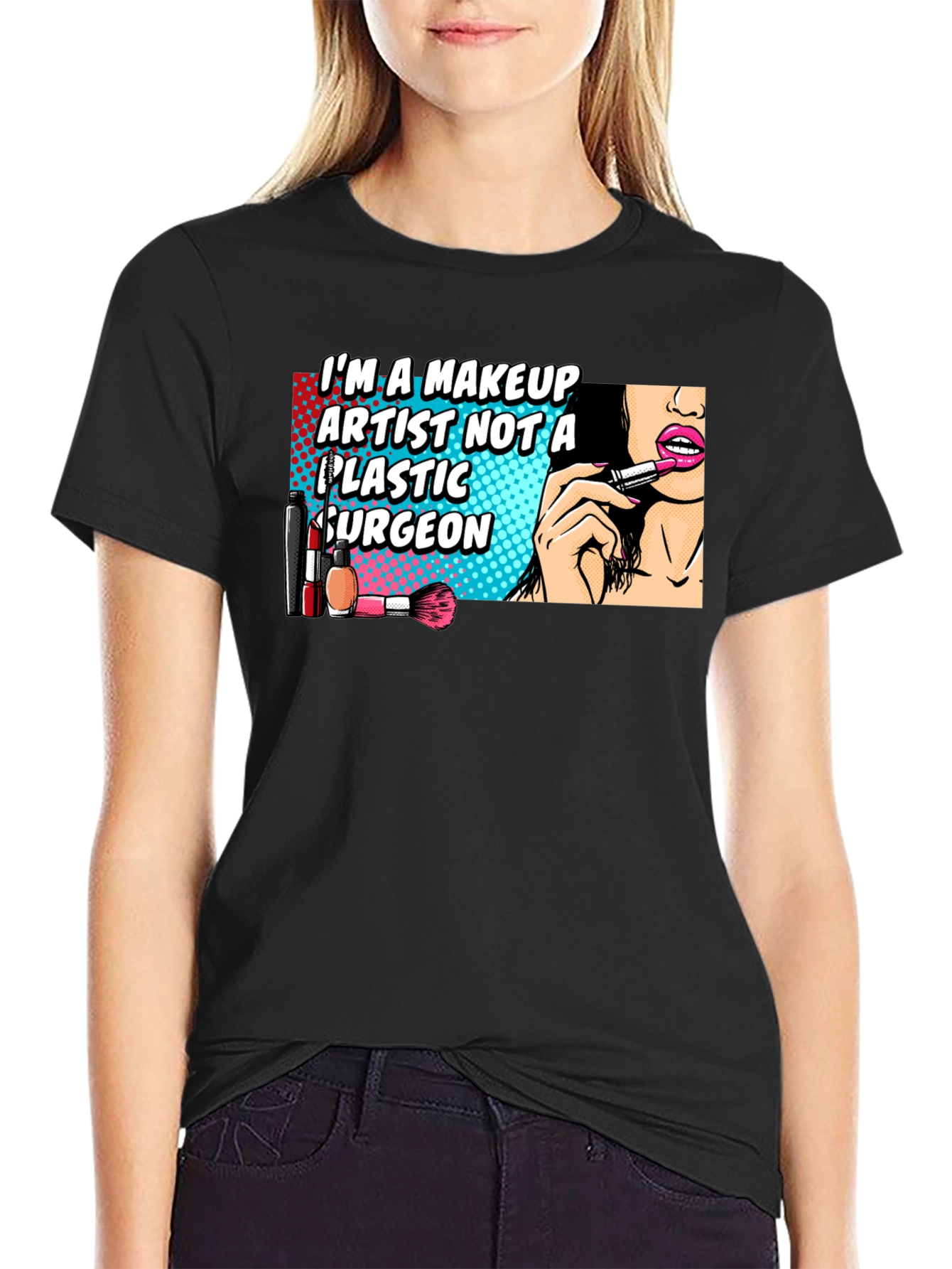 Black Makeup Artist T-Shirt - Funny Cosmetic Tee view 2