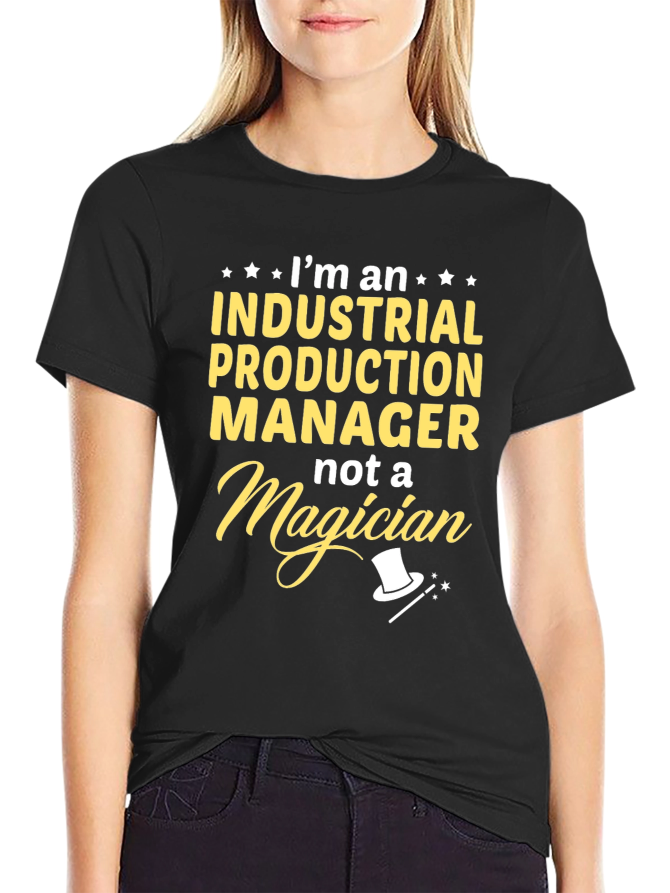 Black Industrial Production Manager Funny T-Shirt view 2