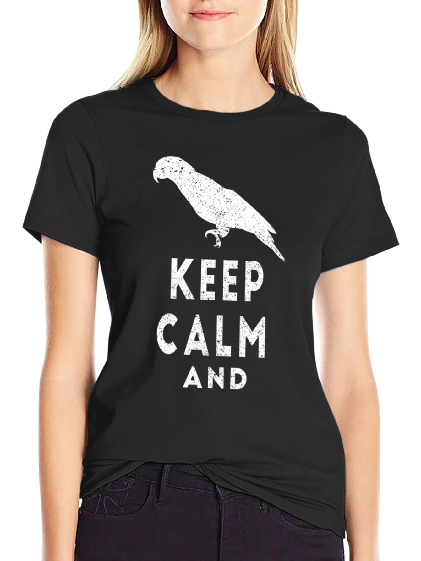 Black Keep Calm Parrot T-Shirt view 2