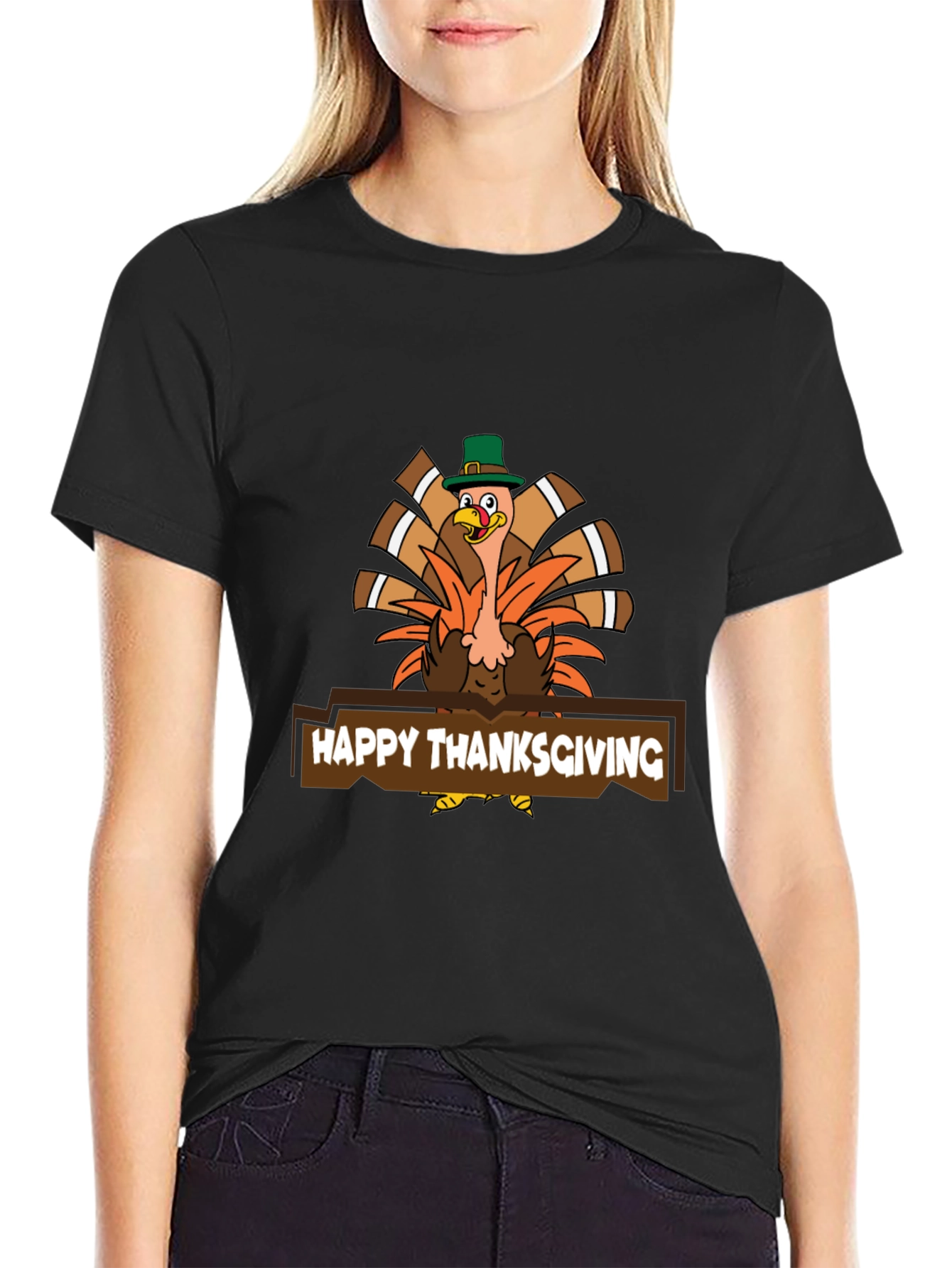 Black Thanksgiving Turkey T-Shirt - Holiday Graphic Tee view 2