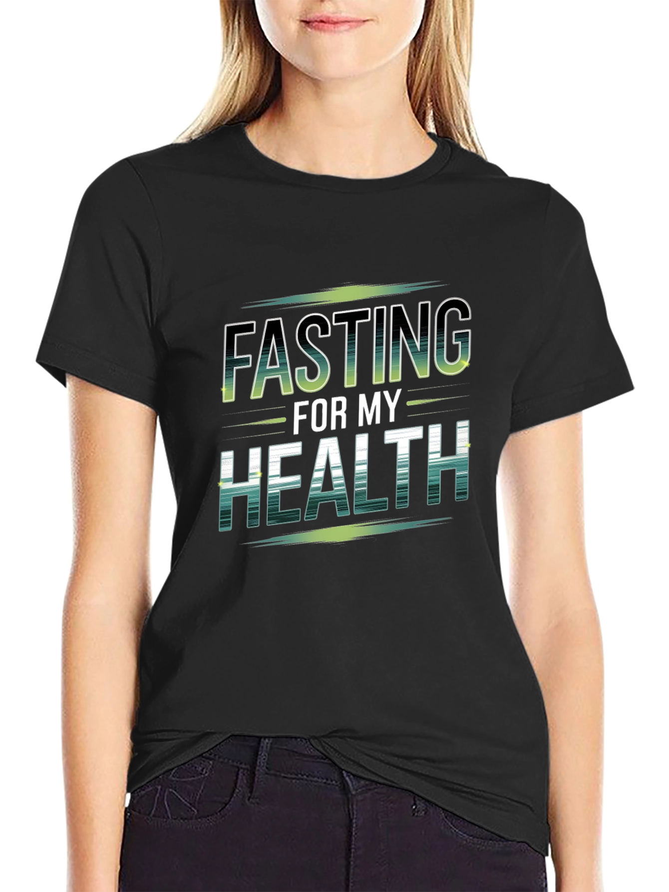 Black Fasting For My Health Graphic T-Shirt view 2