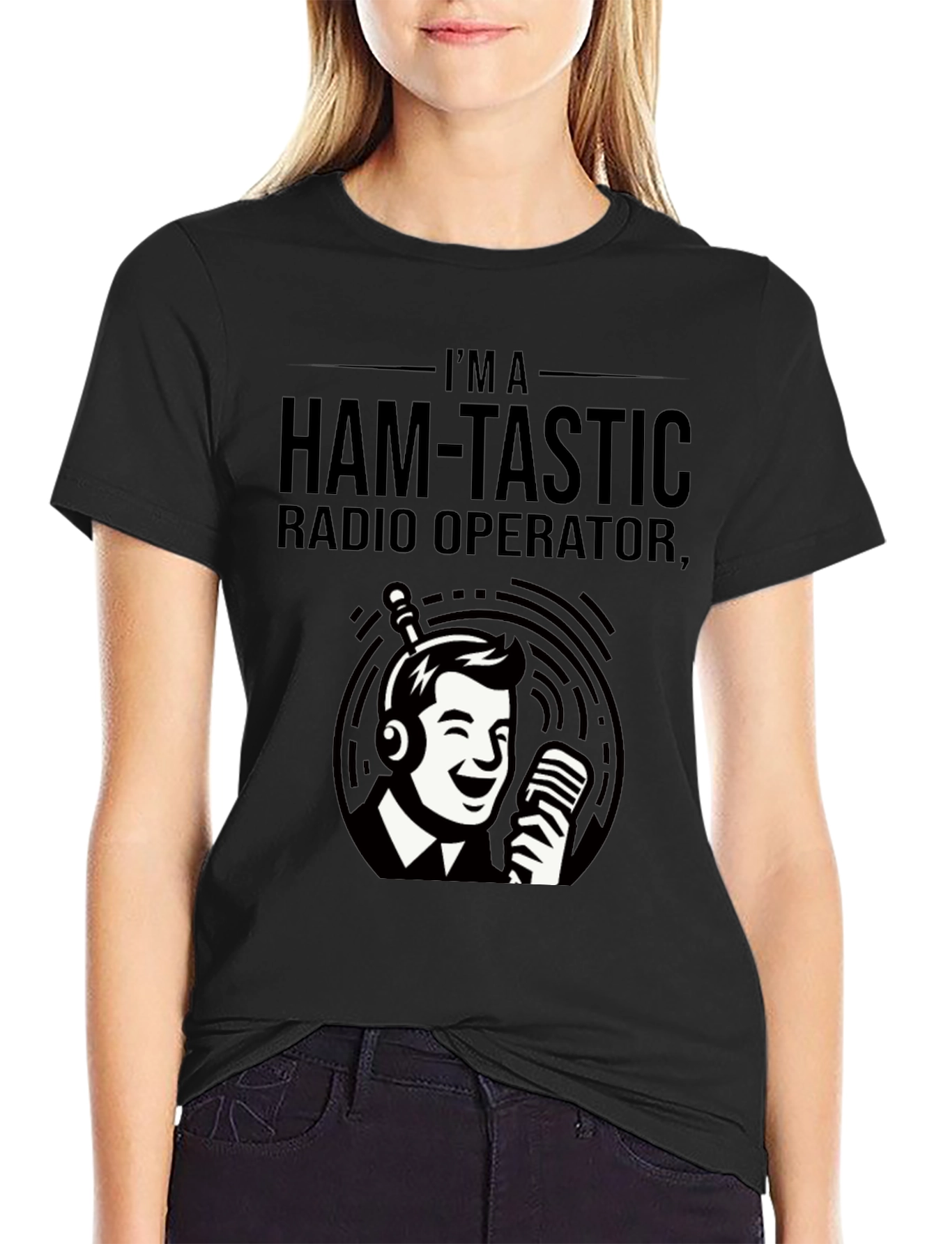 Black Ham-Tastic Radio Operator T-Shirt view 2
