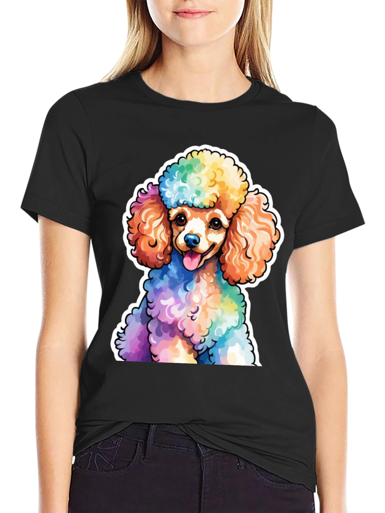 Black Rainbow Poodle Graphic Tee - Fun, Stylish & Unique view 2