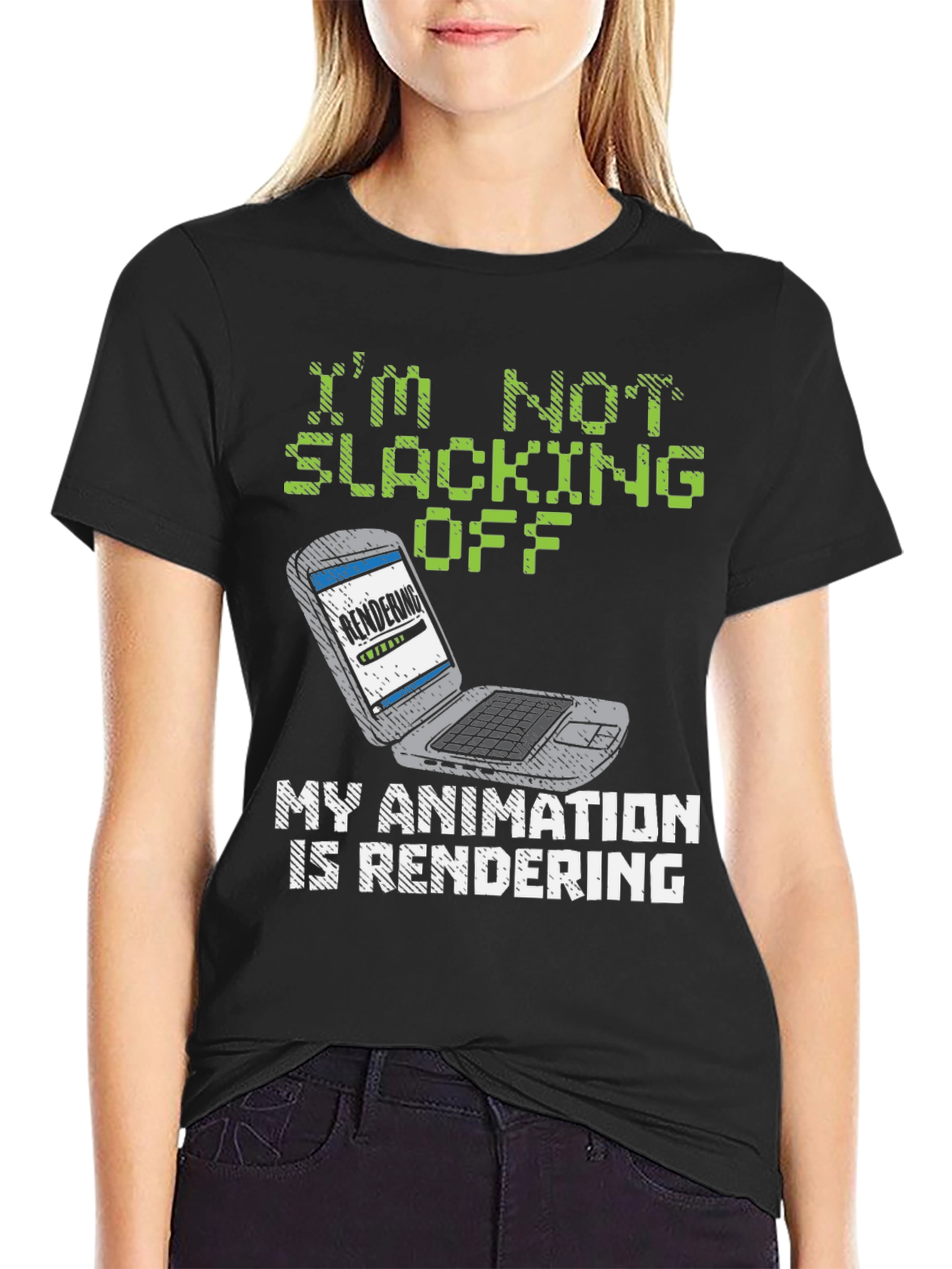 Black Animator's "Rendering" Graphic Tee - Funny & Unique! view 2