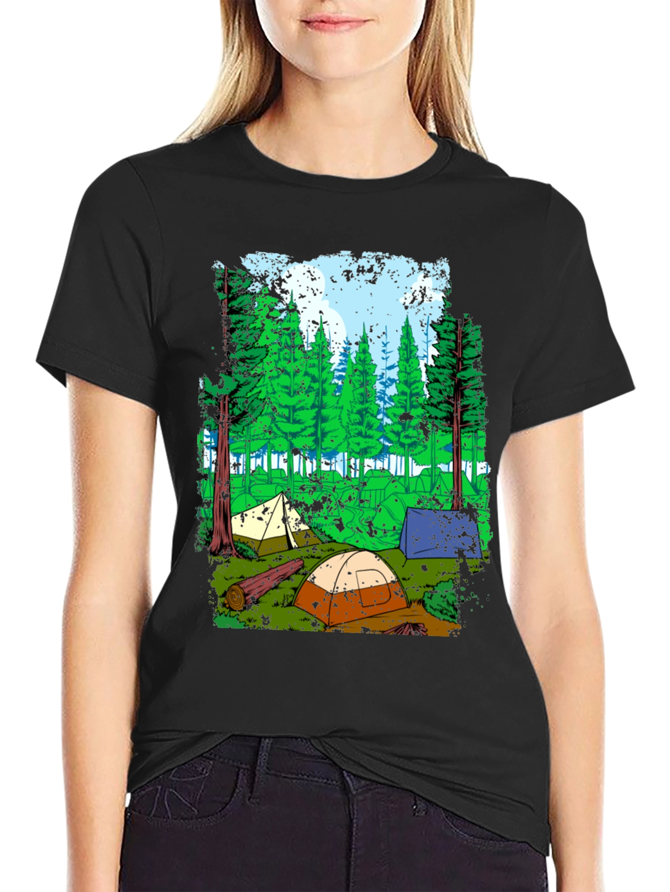 Black Camping Adventure Graphic T-Shirt view 2