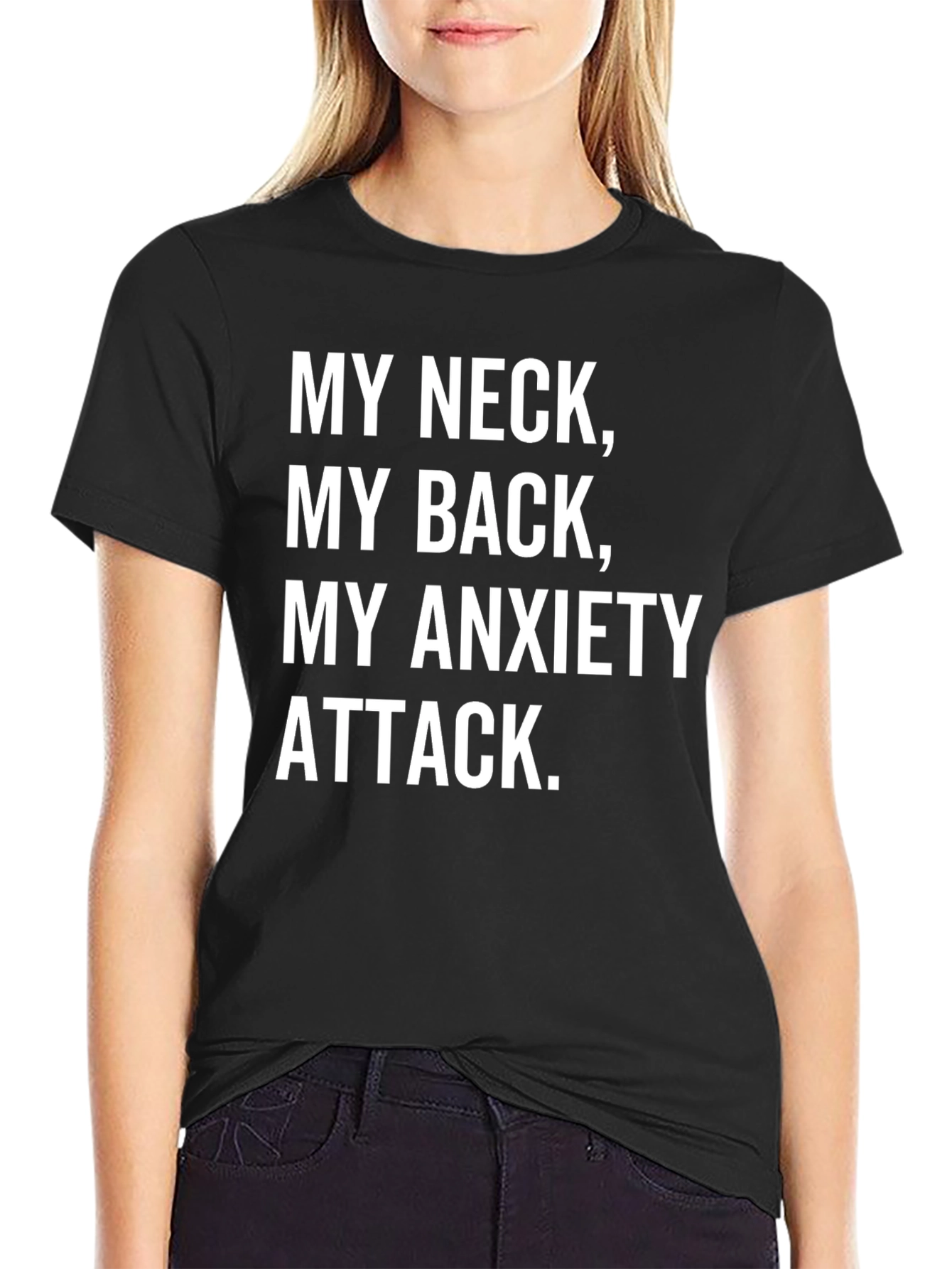 Black Humorous 'My Neck, My Back' Graphic T-Shirt view 2
