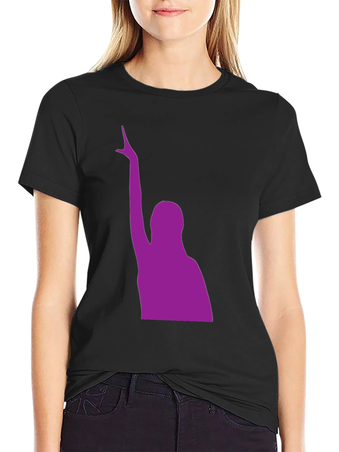 Black Purple Silhouette Graphic Black T-Shirt view 2