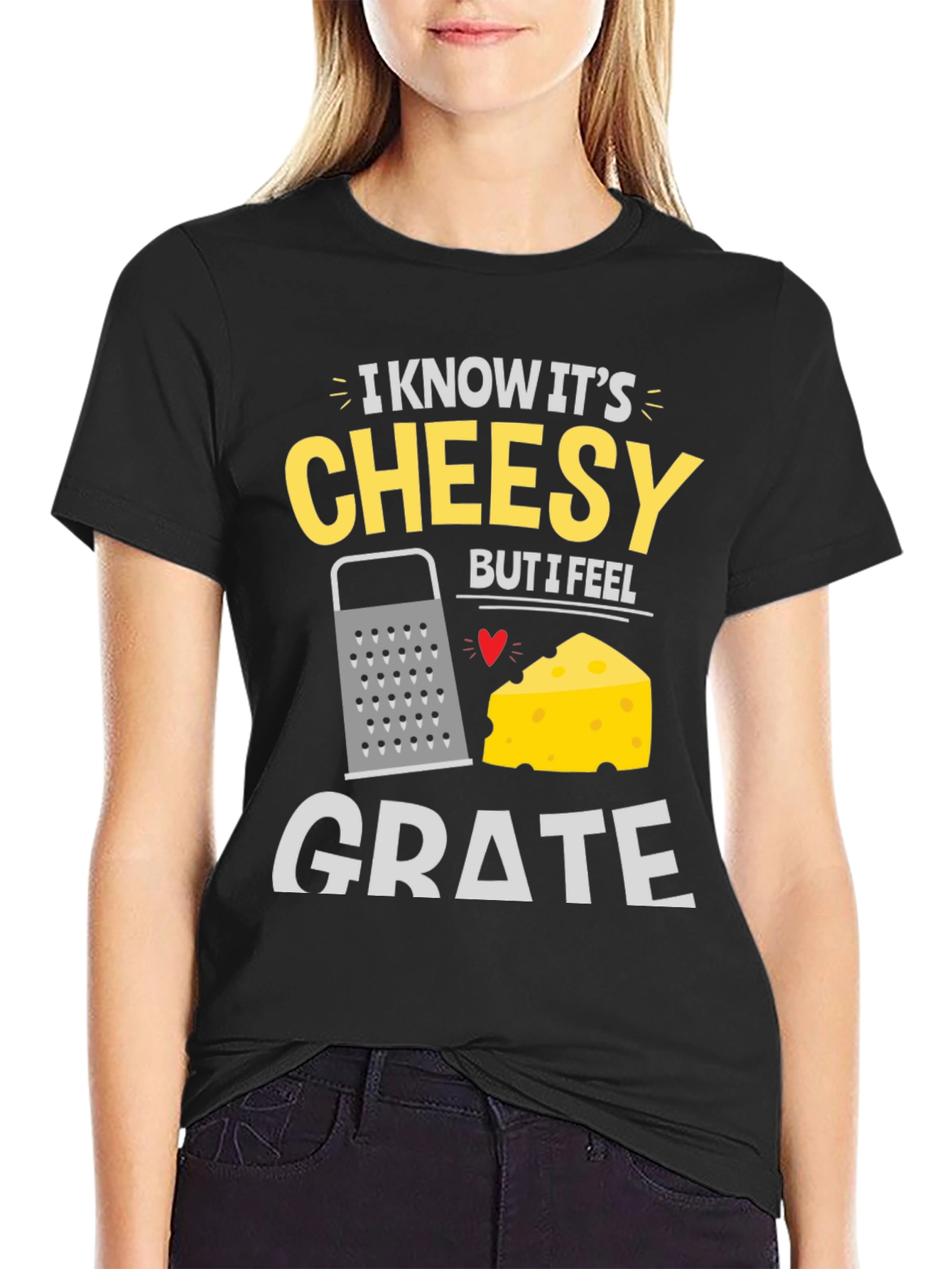 Black Cheesy Grate Humor Graphic Tee view 2