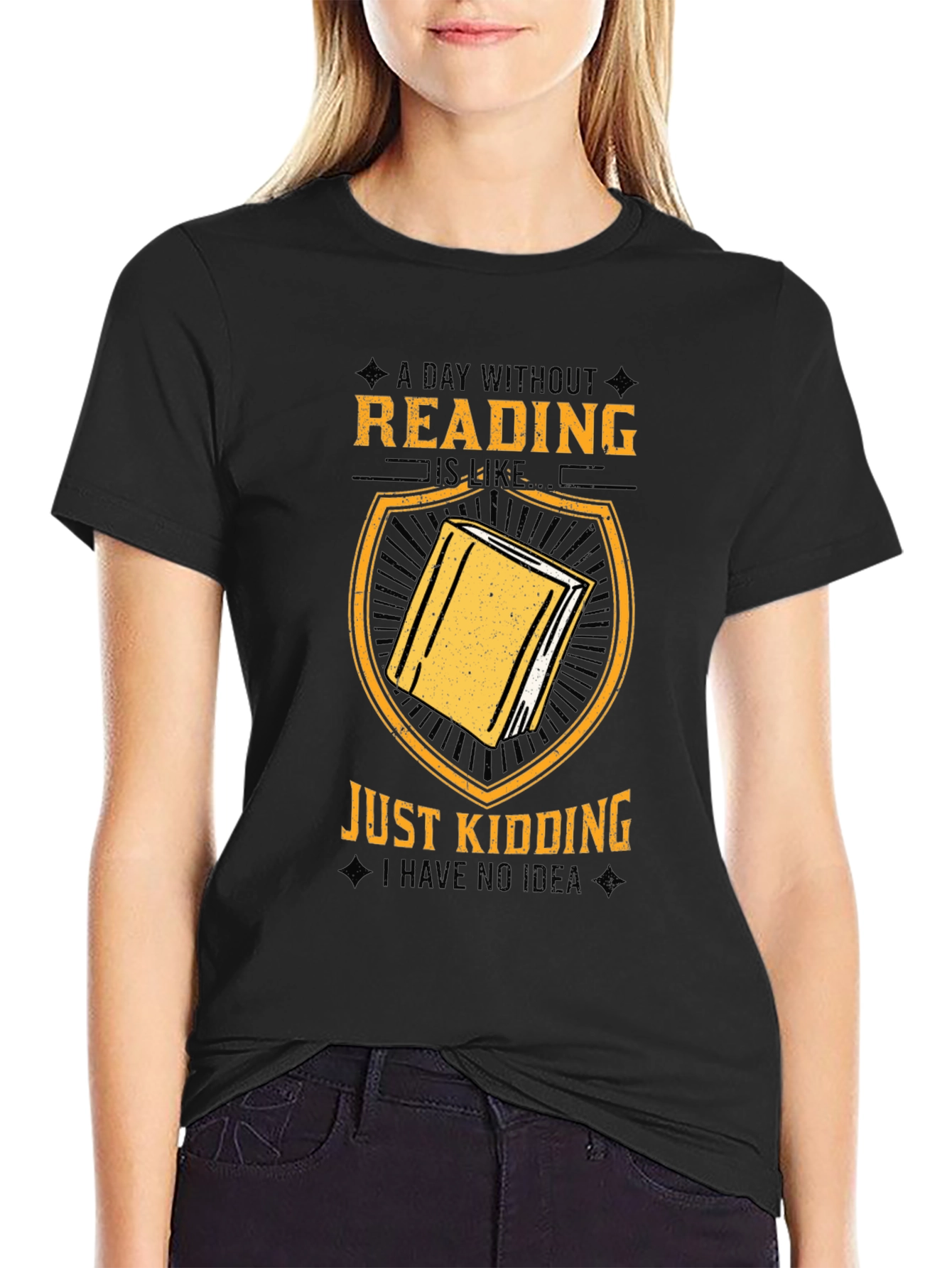 Black Funny Reading T-Shirt - A Day Without Reading view 2