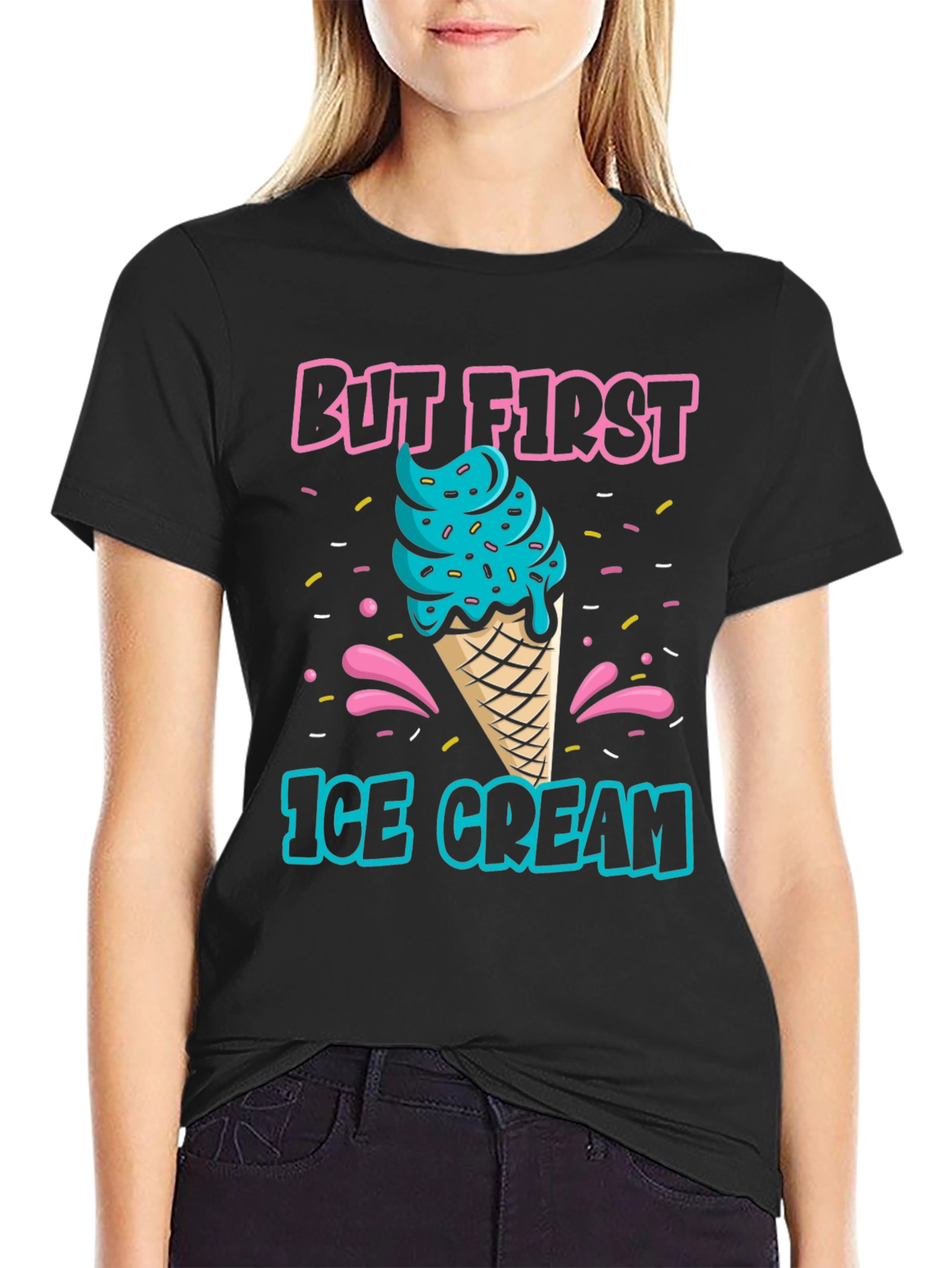 Black But First Ice Cream Graphic T-Shirt view 2