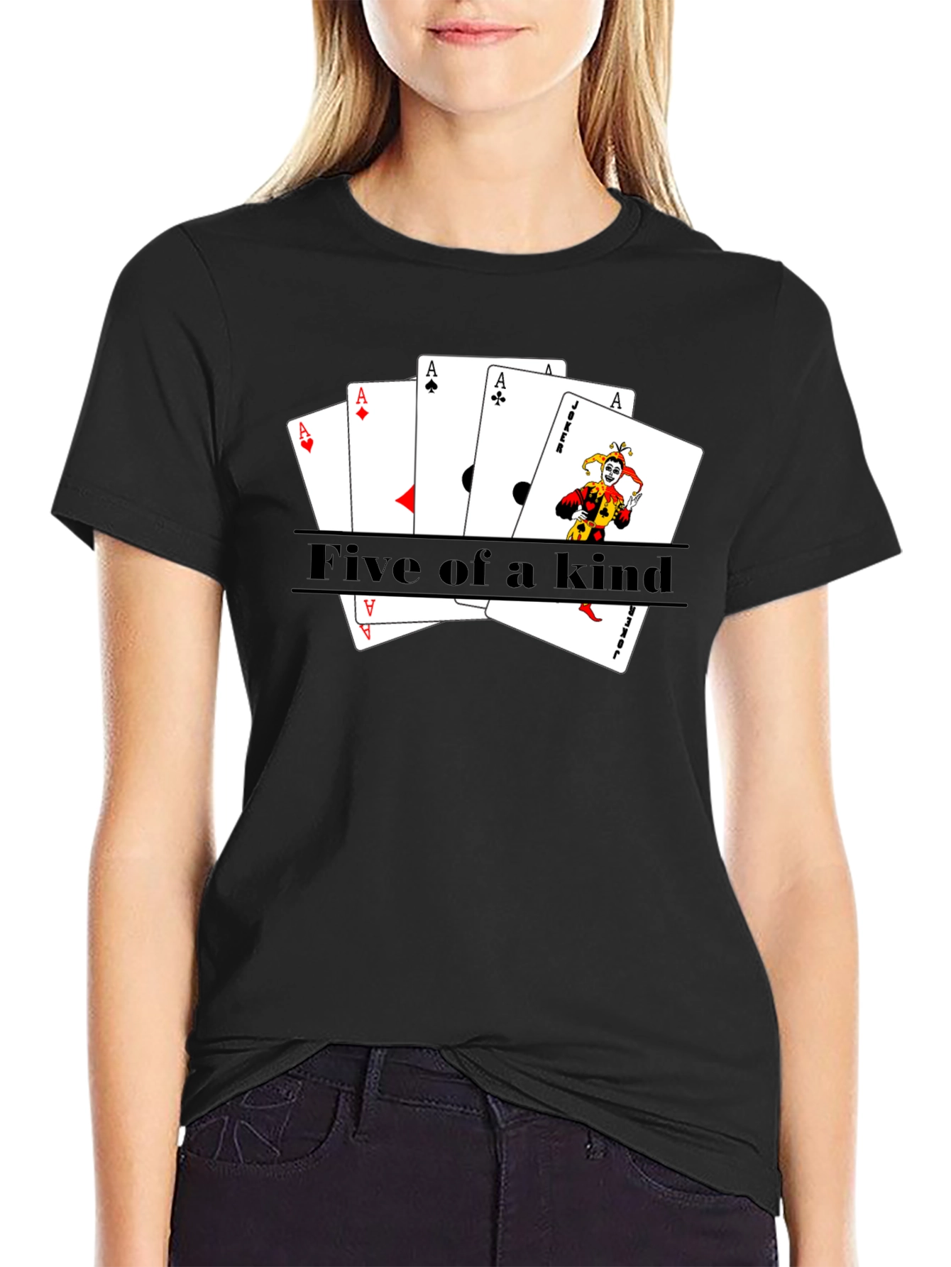 Black Five of a Kind Poker T-Shirt view 2