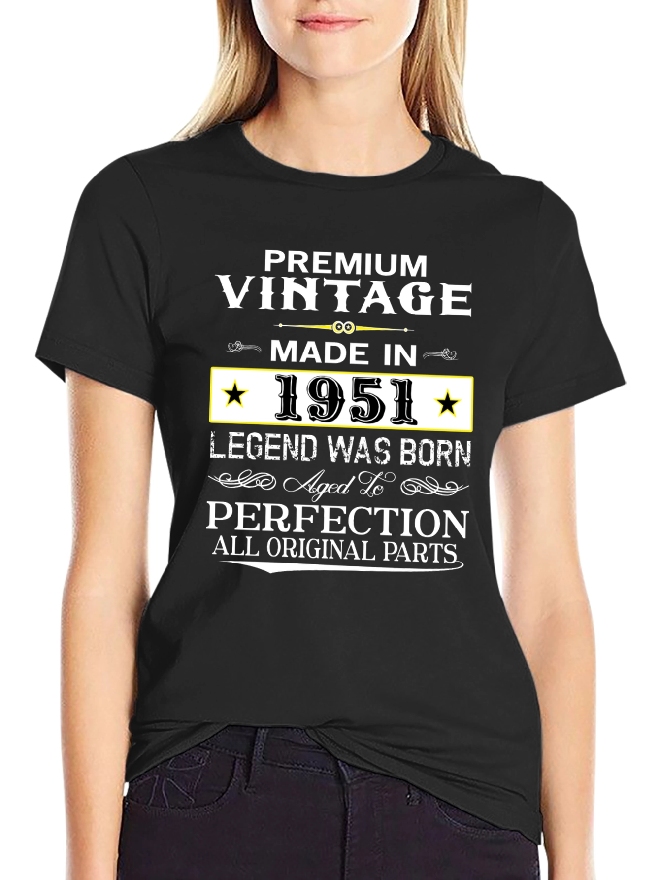 Black Premium Vintage Made in 1951 Legend T-Shirt view 2