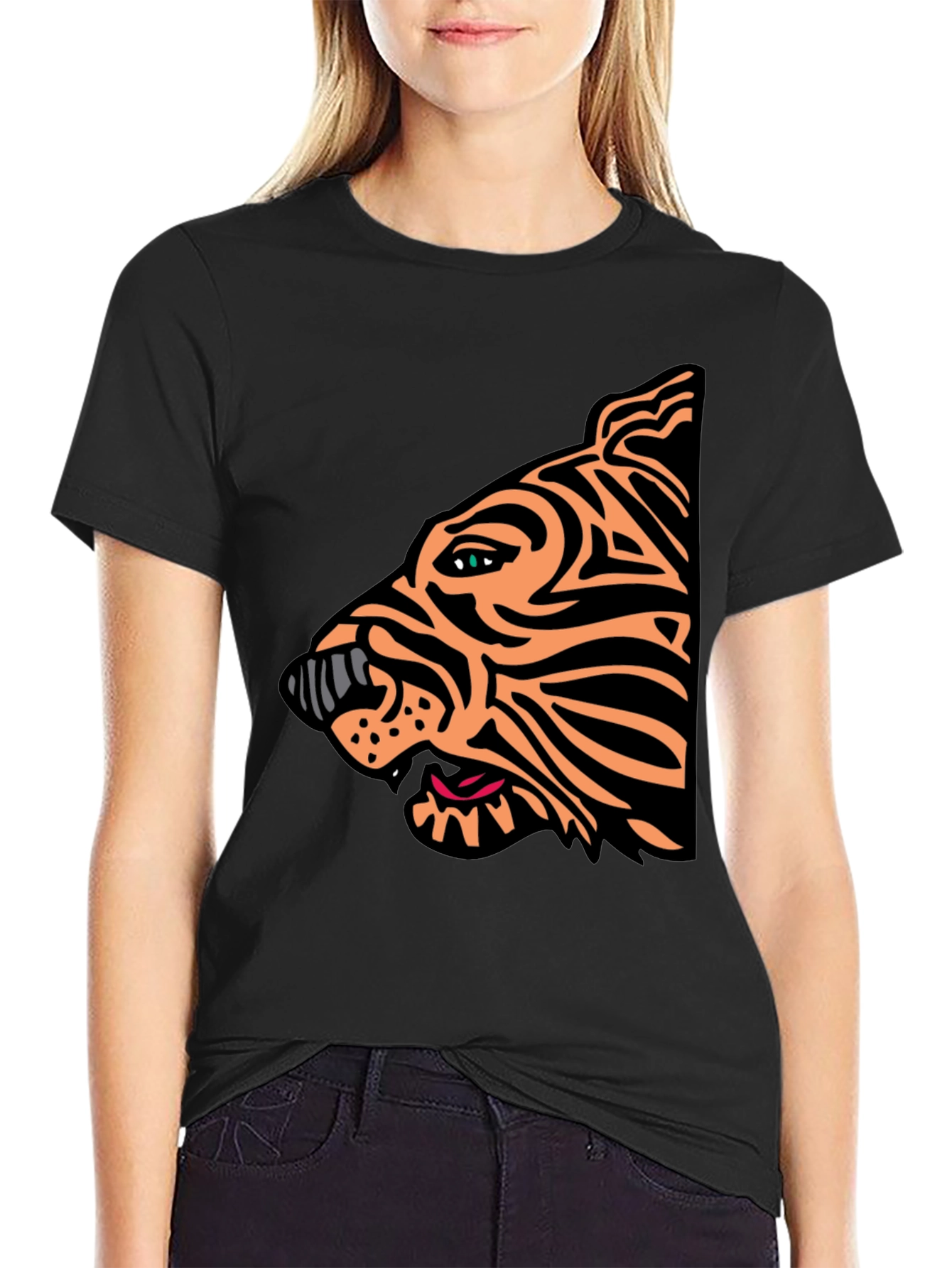 Black Bold Tiger Graphic Tee - Stylish Animal Print Shirt view 2