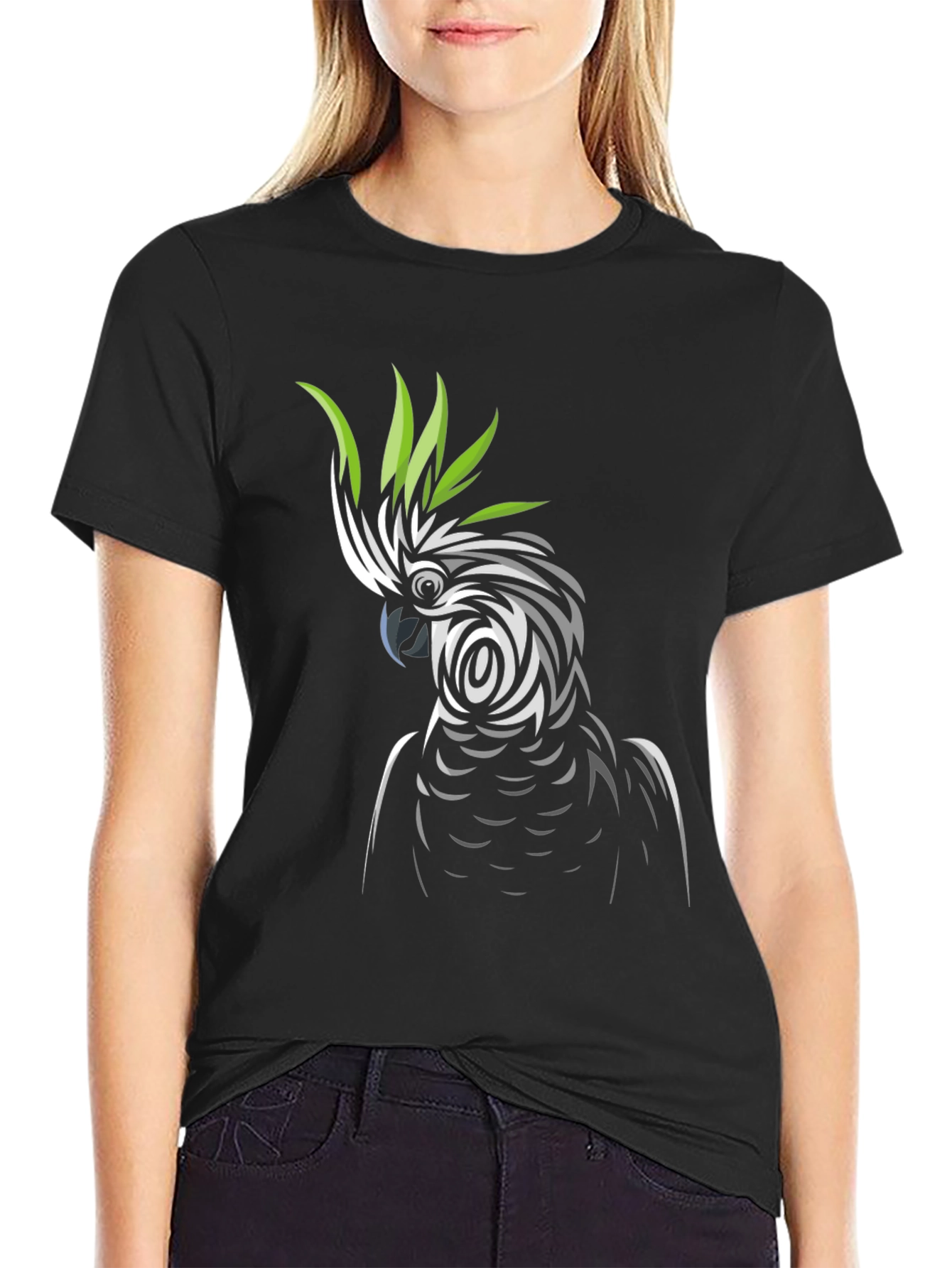 Black Cockatoo Graphic Tee - Stylish Black T-Shirt view 2
