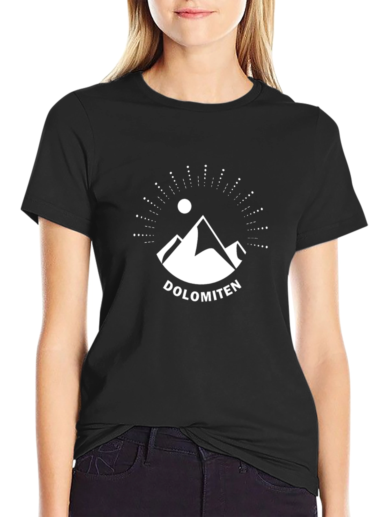 Black Dolomiten Mountain Graphic T-Shirt view 2