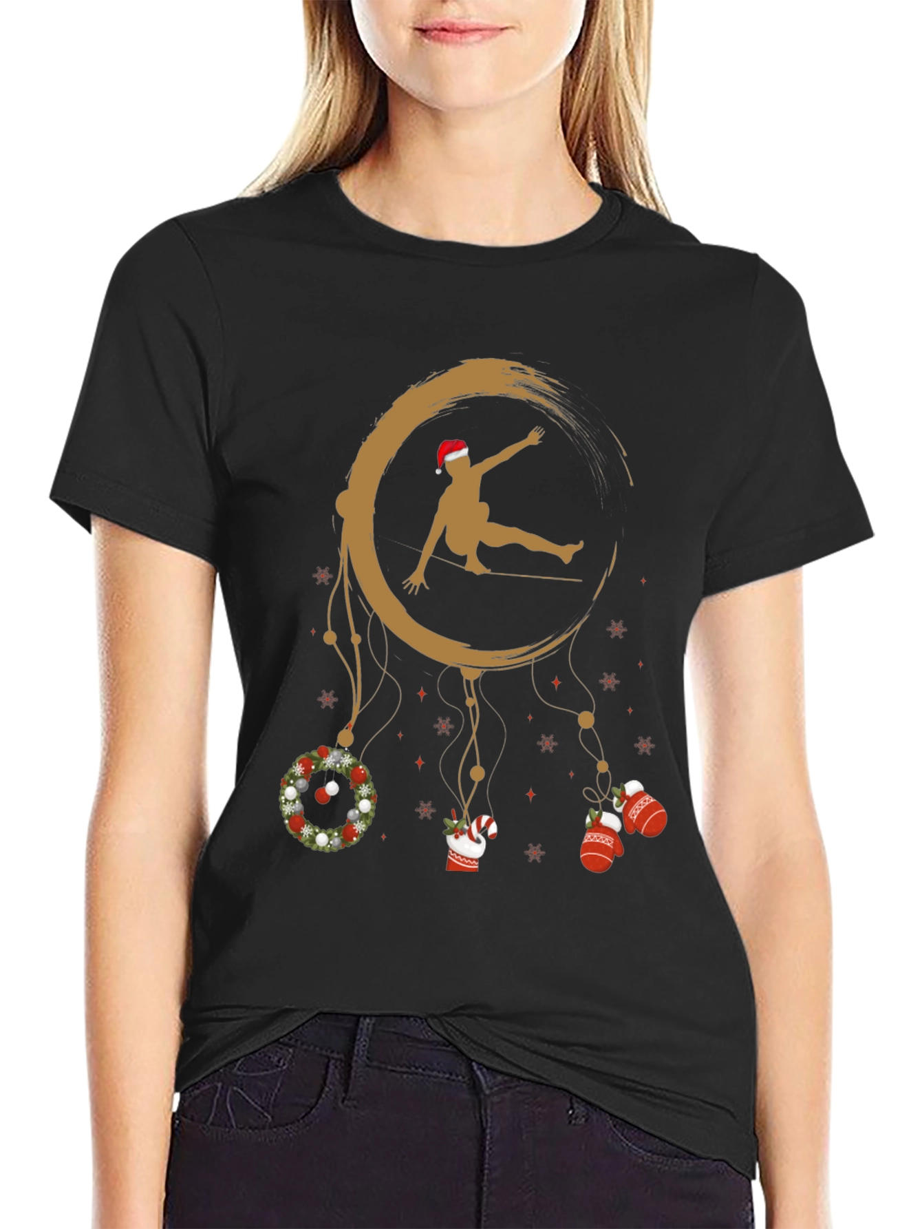 Black Festive Slackline Dream T-Shirt view 2