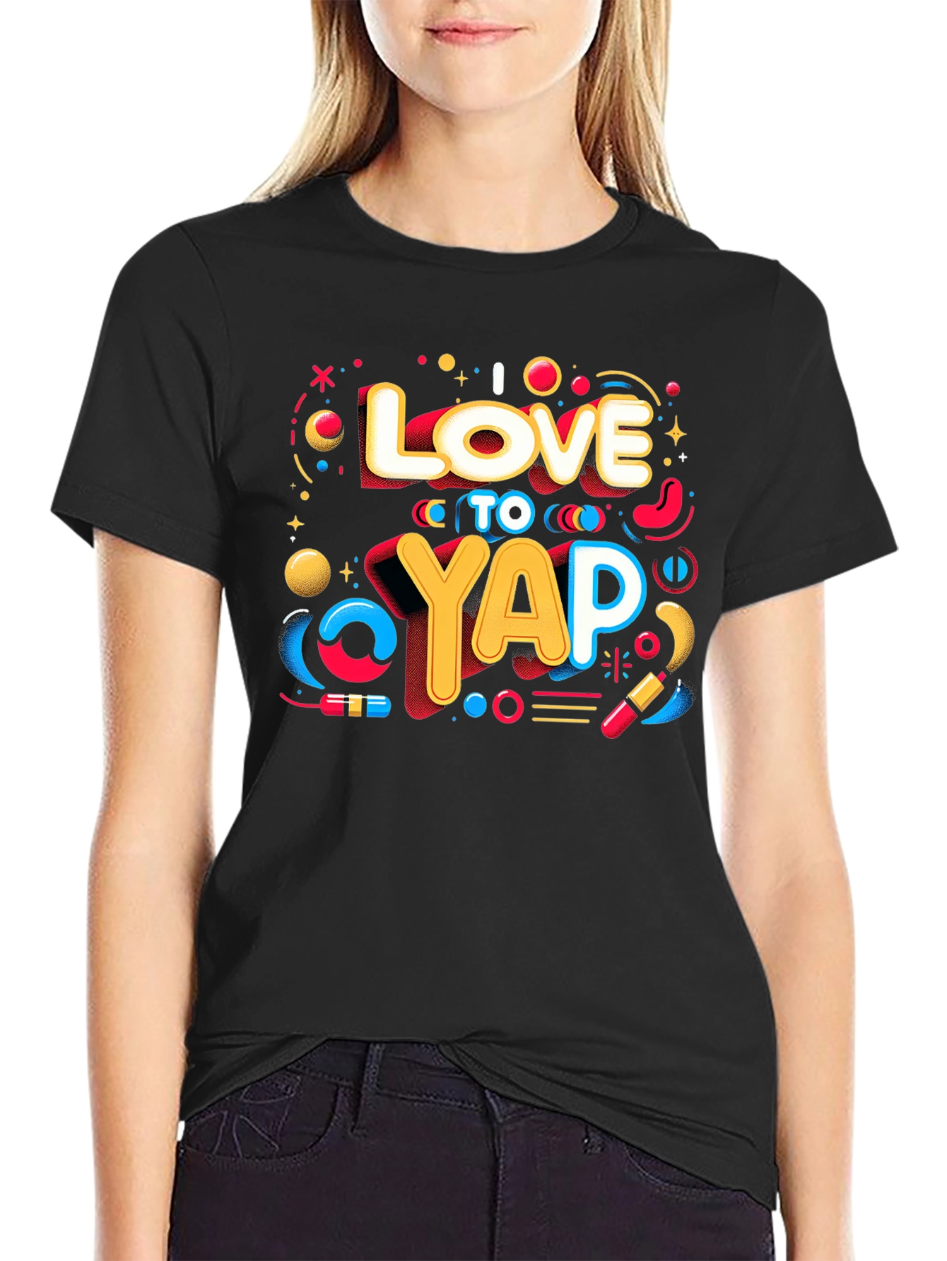 Black I Love to Yap T-Shirt - Graphic Tee view 2
