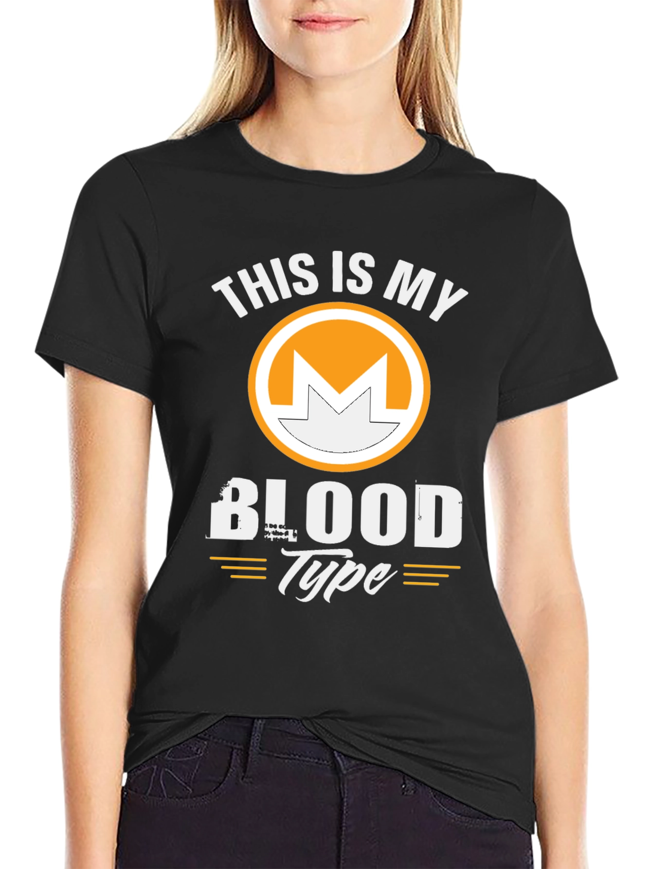 Black Monero Blood Type T-Shirt - Crypto Fan Apparel view 2